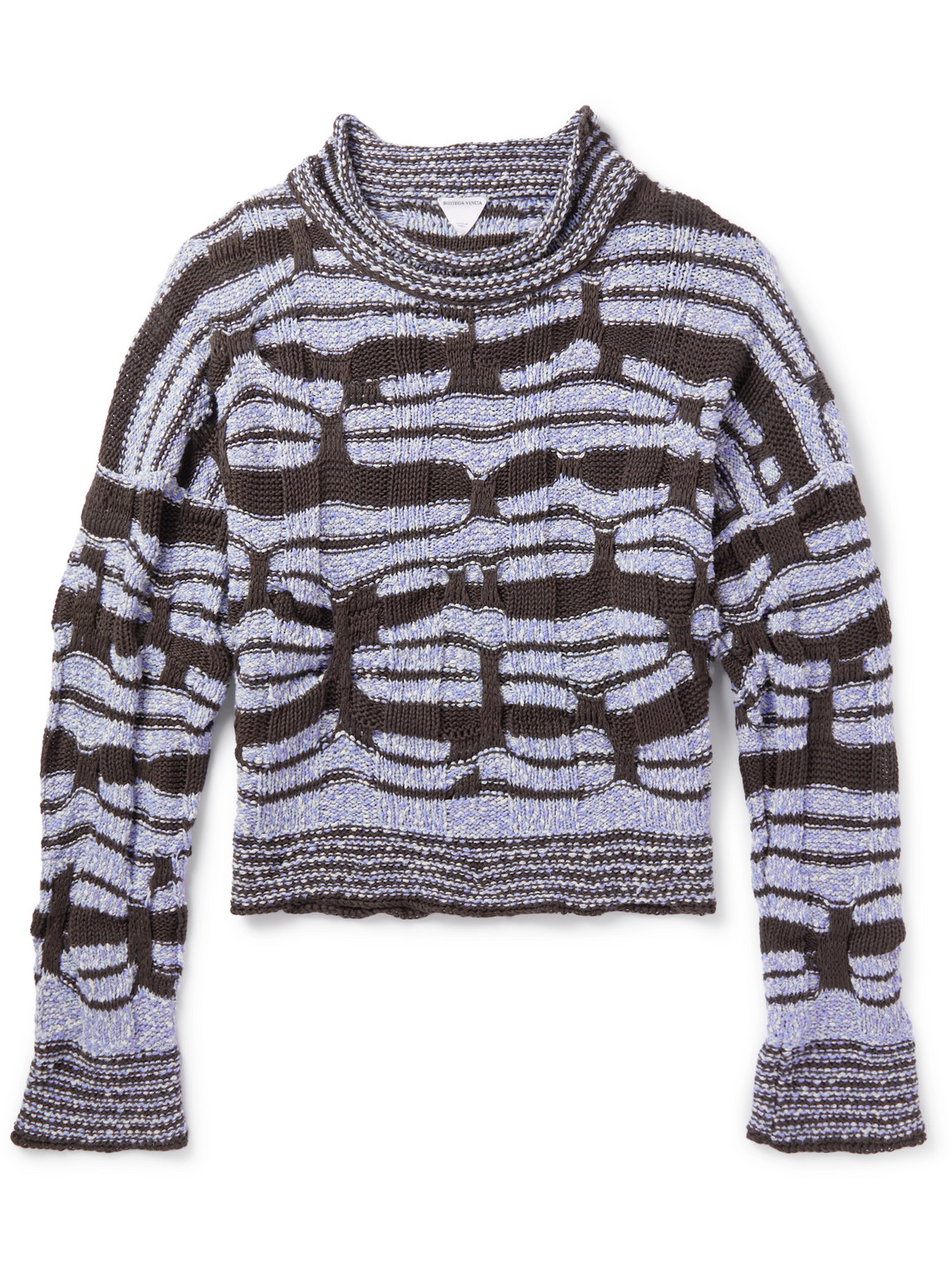 Bottega Veneta Jacquard-knitted Cotton Jumper In Blue