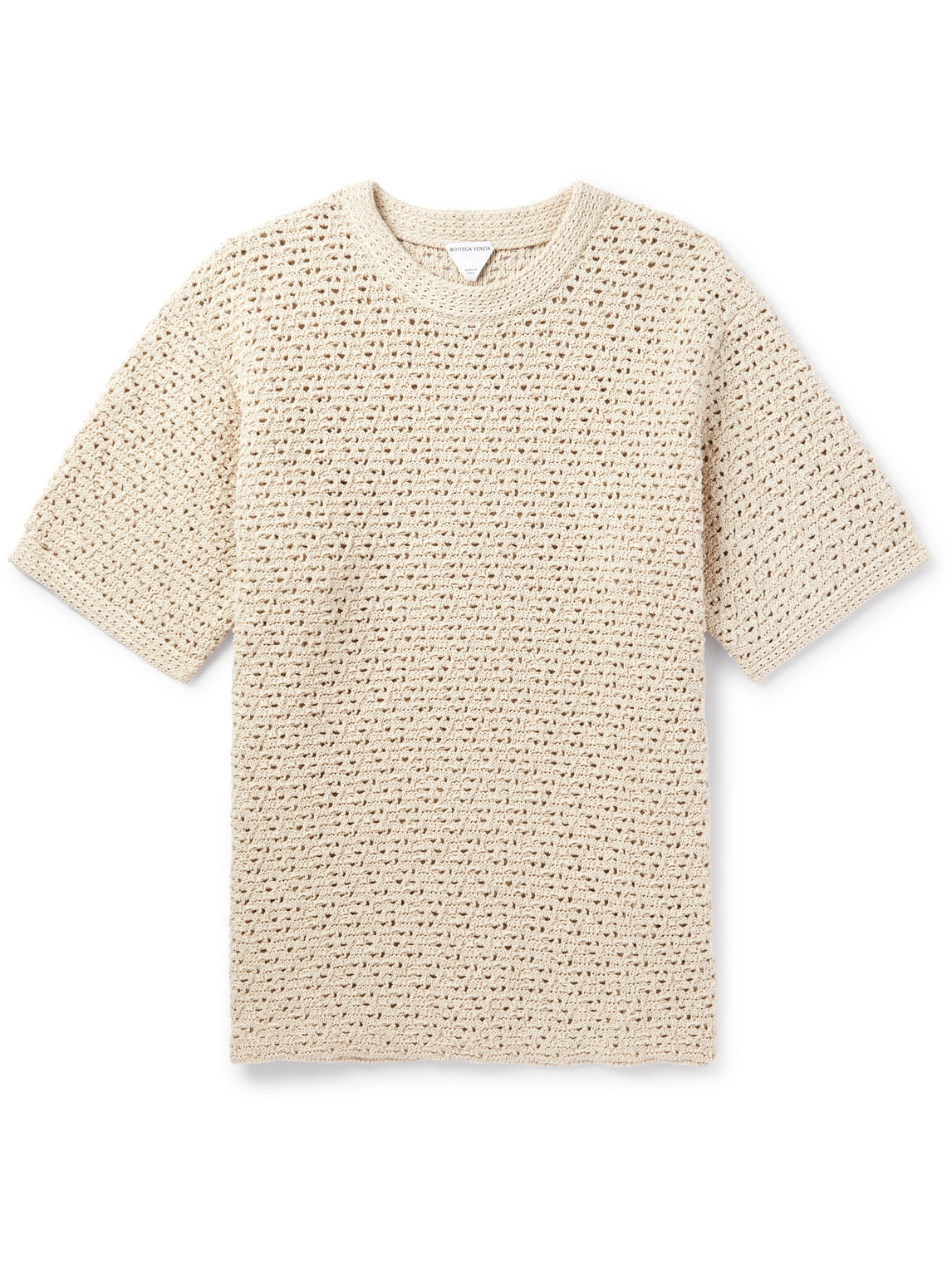 Bottega Veneta Cotton Crochet T-shirt In Neutrals