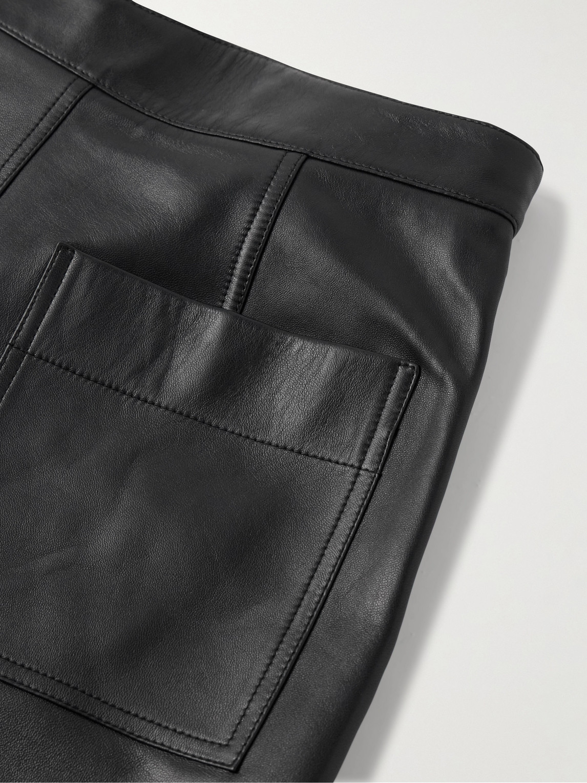 Shop Bottega Veneta Layered Wide-leg Leather Trousers In Black