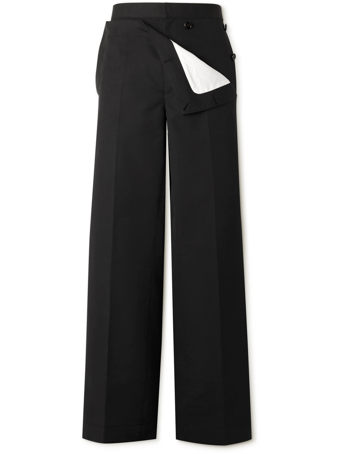 Bottega Veneta Wide-leg Layered Cotton Trousers In Blue