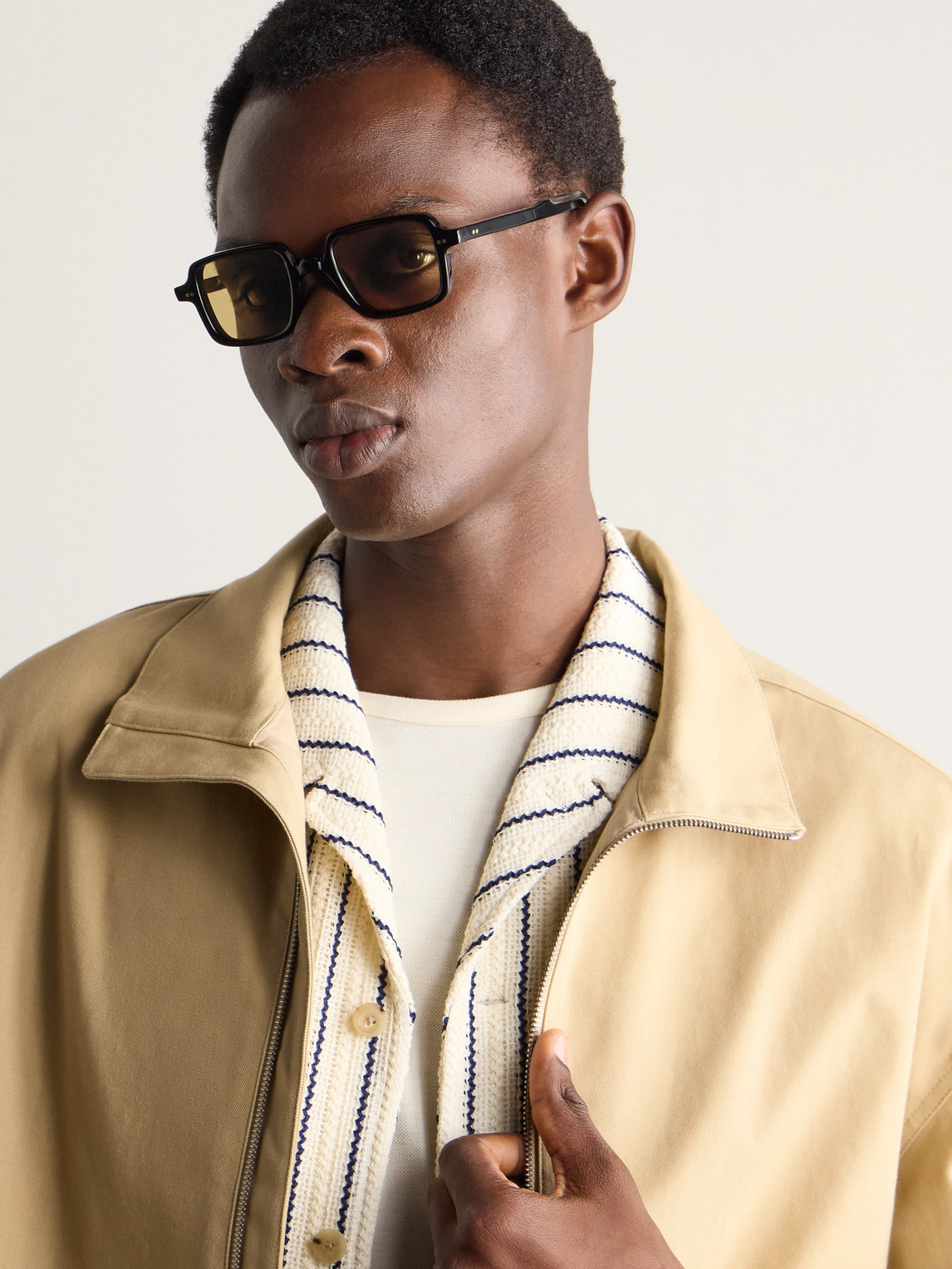 Shop Cutler And Gross Gr02 Rectangle-frame Acetate Sunglasses In Black