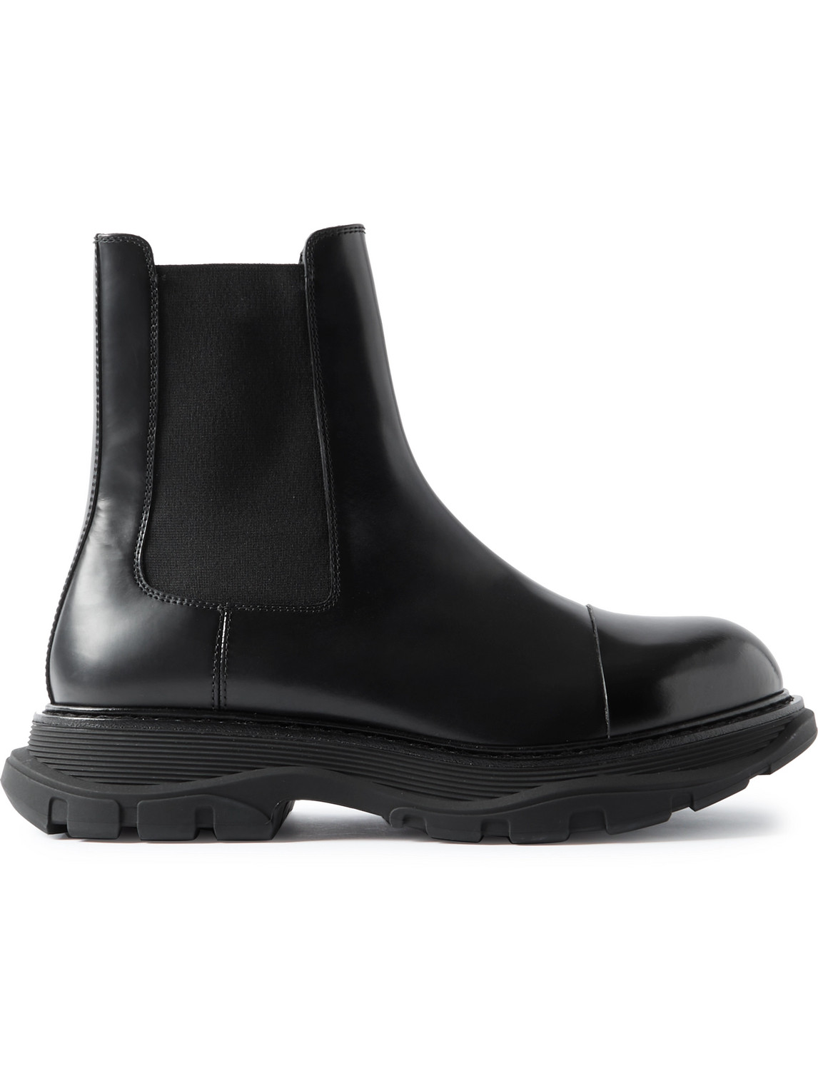 Alexander Mcqueen Tread Exaggerated-sole Leather Chelsea Boots In Black