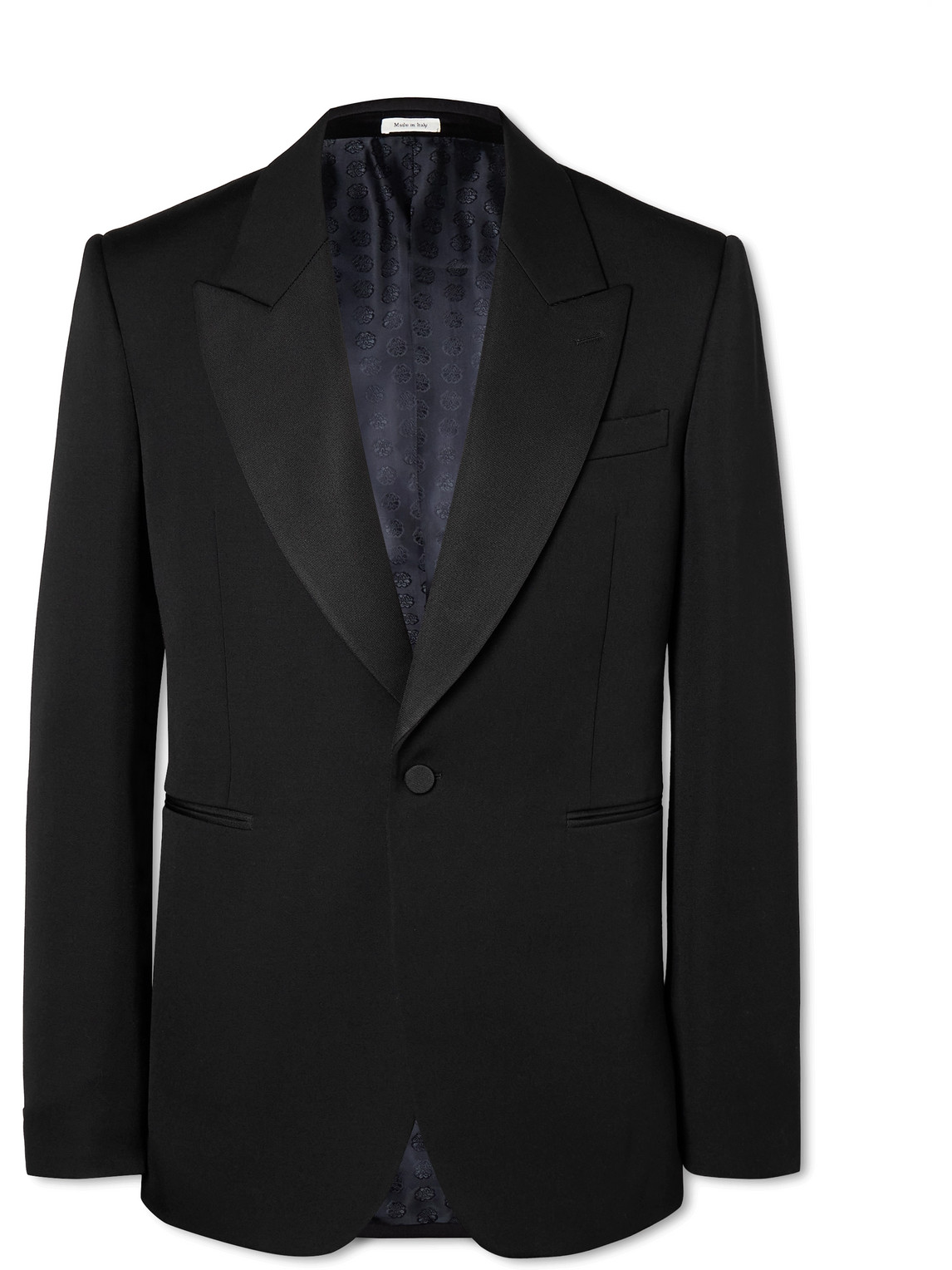 Alexander Mcqueen Silk-satin Trimmed Wool-twill Blazer In Black