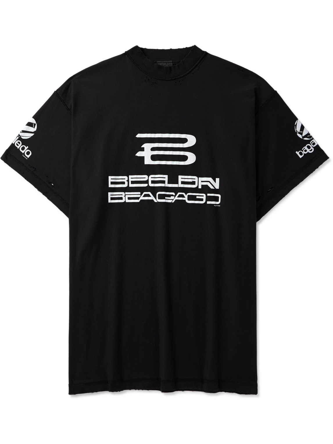 BALENCIAGA INSIDE OUT OVERSIZED DISTRESSED PRINTED COTTON-JERSEY T-SHIRT