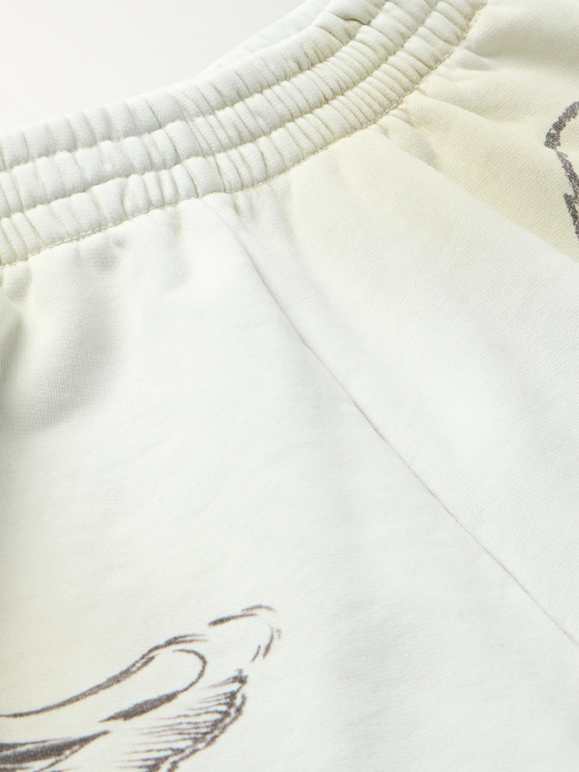 Shop Balenciaga Wide-leg Printed Distressed Cotton-jersey Sweatpants In White