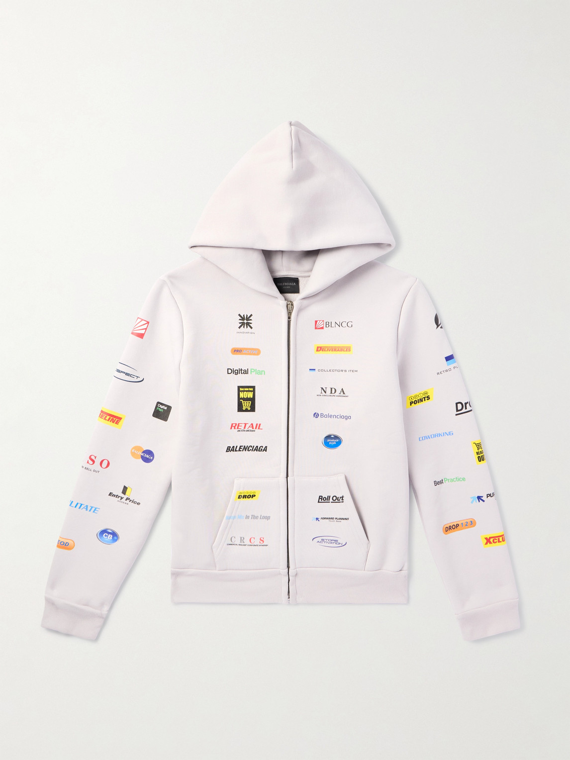 Balenciaga Logo-Print Cotton-Blend Jersey Zip-Up Hoodie - Men