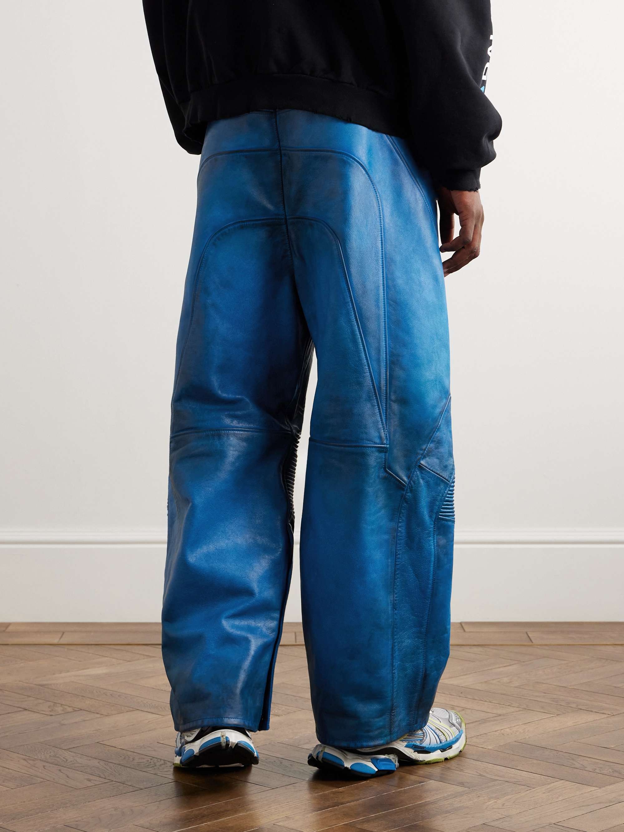 BALENCIAGA Biker Wide-Leg Panelled Leather Drawstring BALENCIAGA Biker Wide-Leg Panelled Leather Drawstring