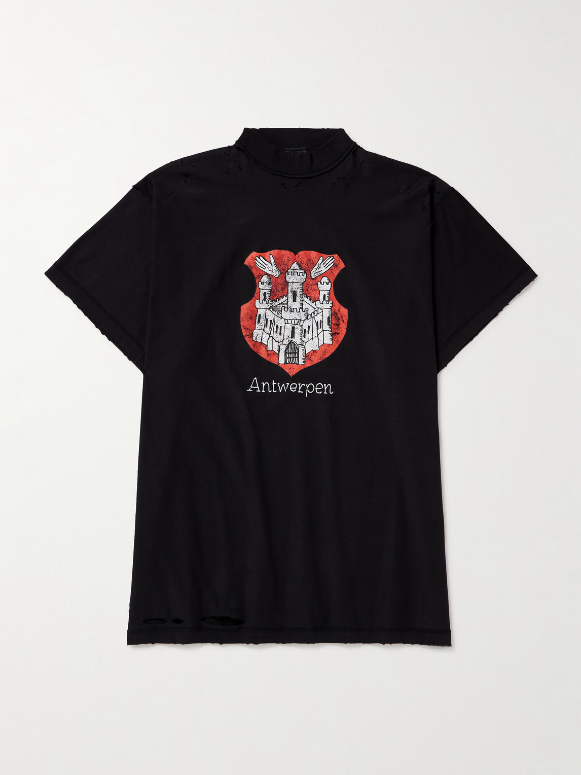 Balenciaga Antwerpen Inside Out Oversized Distressed Printed Cotton-Jersey T-Shirt - Men