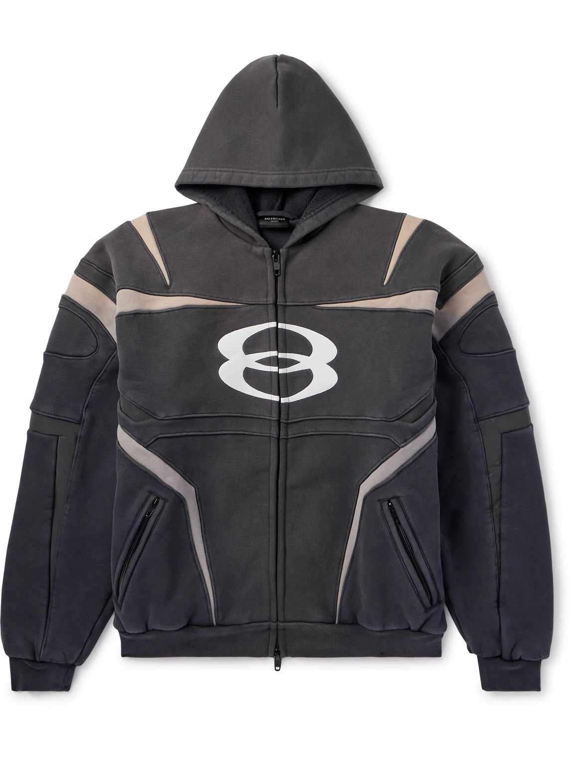 Balenciaga - Logo-Embroidered Panelled Cotton-Blend Zip-Up Hoodie