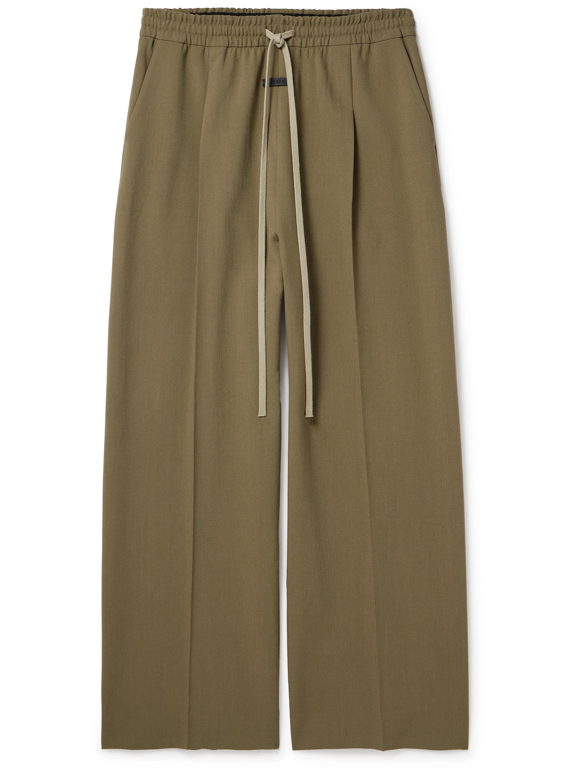 Fear Of God Wide-leg Pleated Logo-appliquéd Virgin Wool Drawstring Trousers In Brown