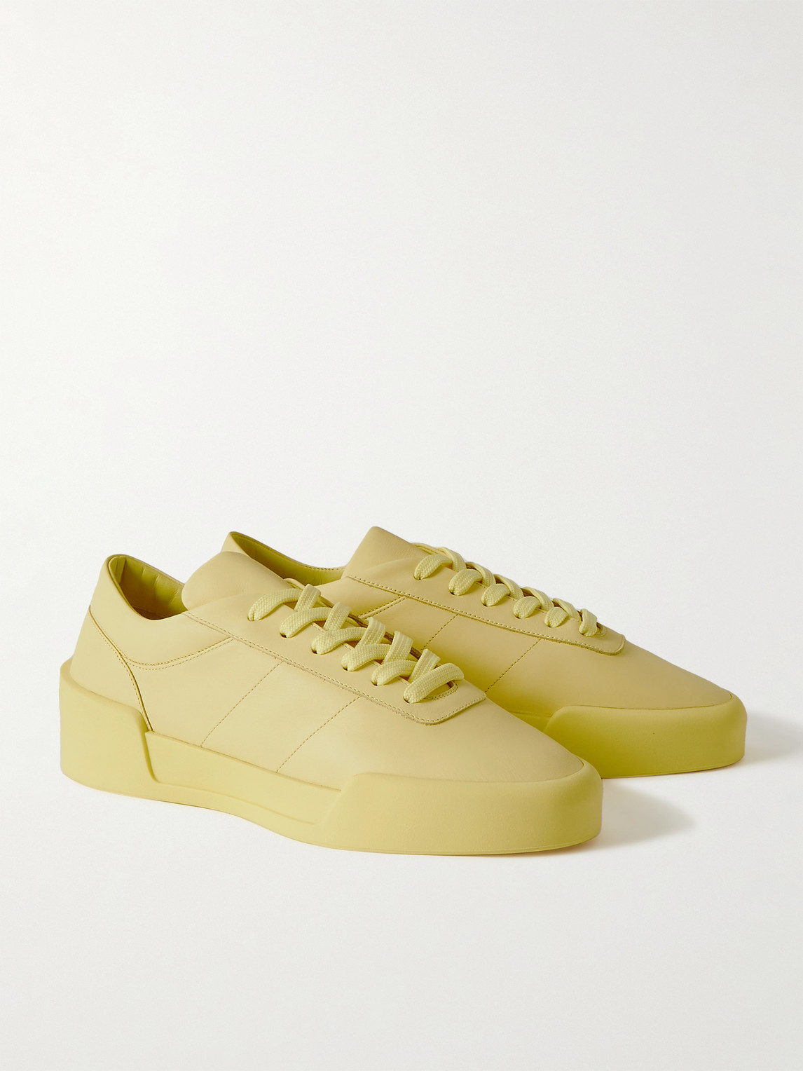 Shop Fear Of God Aerobic Low Leather Sneakers In Yellow