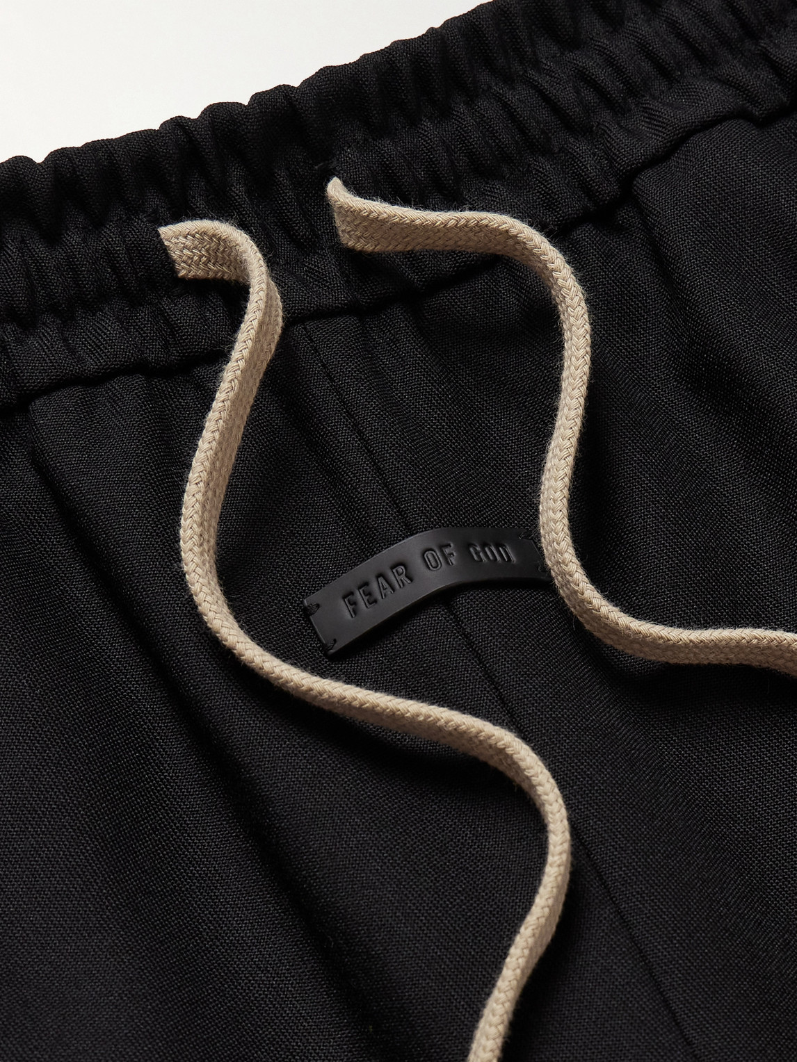 Shop Fear Of God Logo-appliquéd Virgin Wool-gabardine Drawstring Shorts In Black