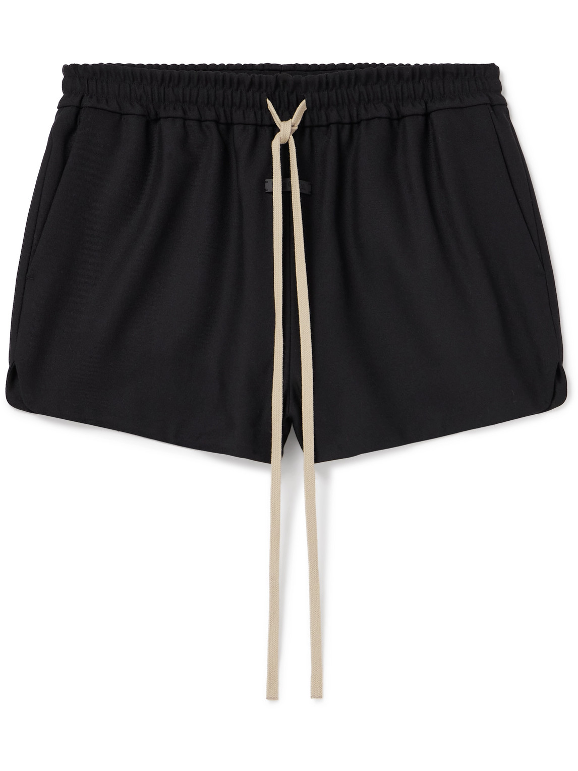 Fear Of God Logo-appliquéd Virgin Wool-gabardine Drawstring Shorts In Black