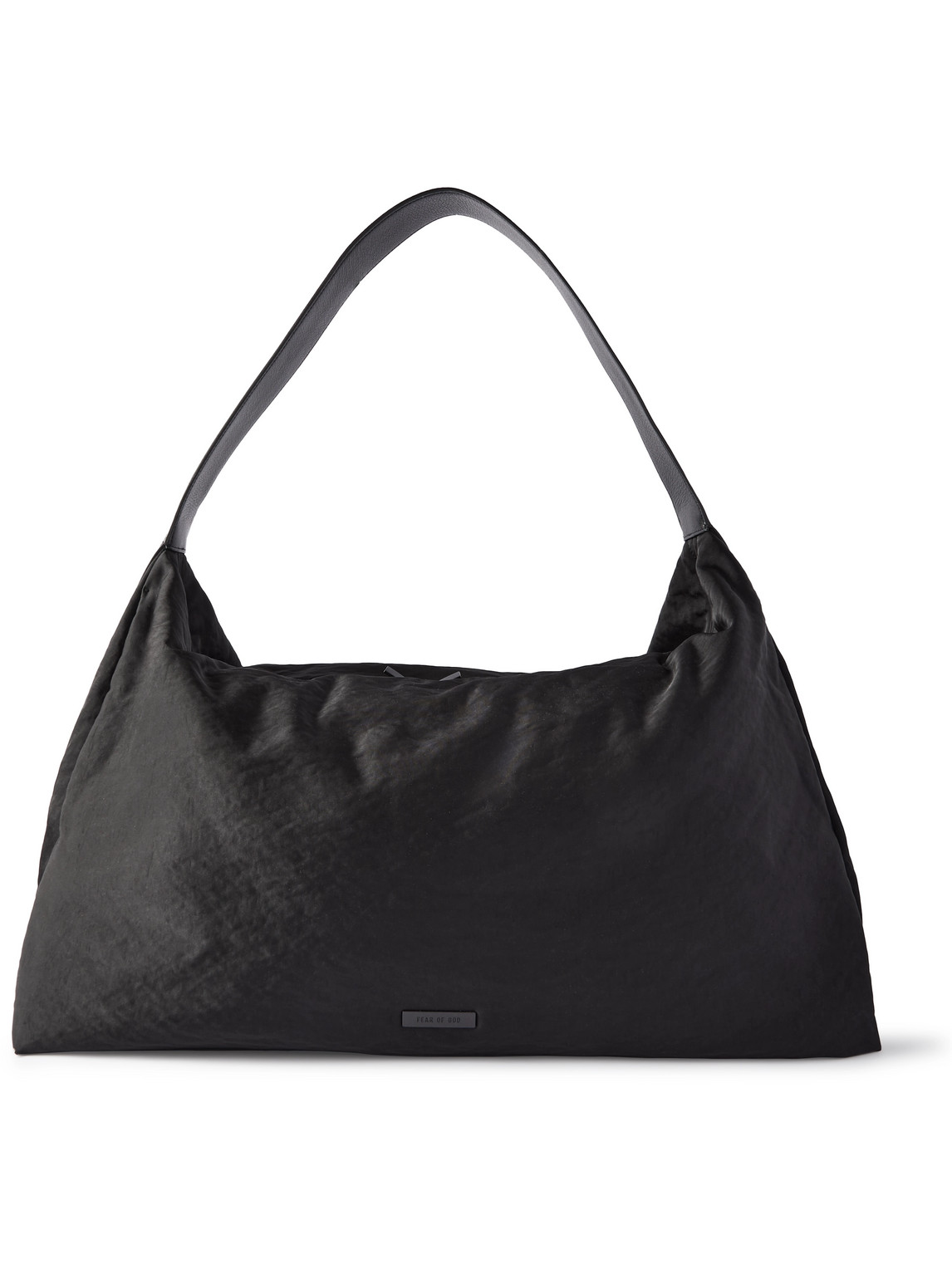Shop Fear Of God Leather-trimmed Shell Tote Bag In Black