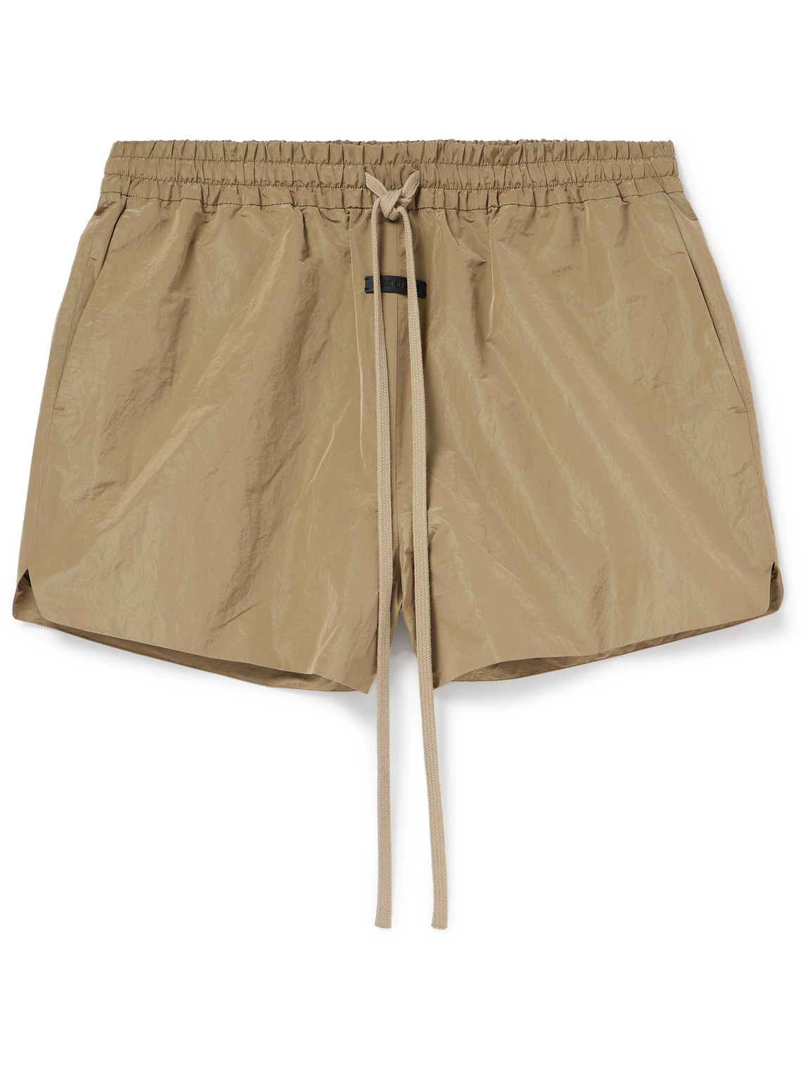 Fear Of God Logo-appliquéd Crinkled-shell Drawstring Shorts In Neutrals