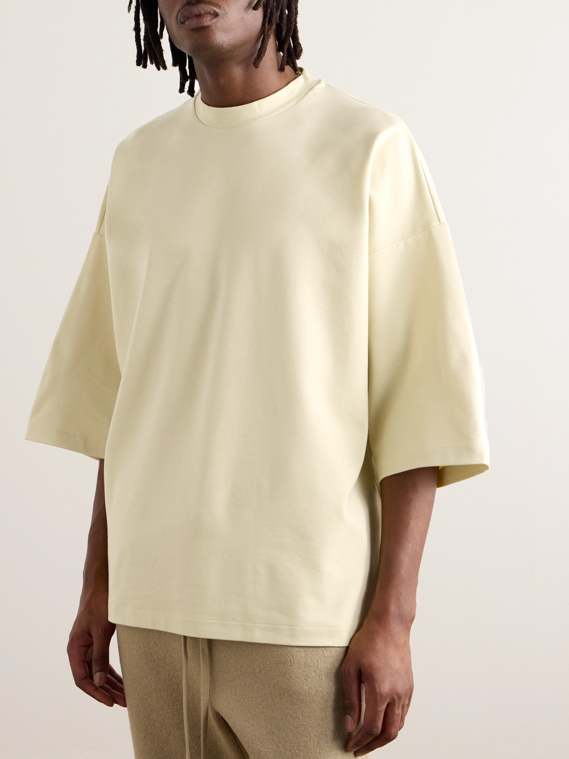 Shop Fear Of God Thunderbird Milano Oversized Embroidered Jersey T-shirt In Yellow