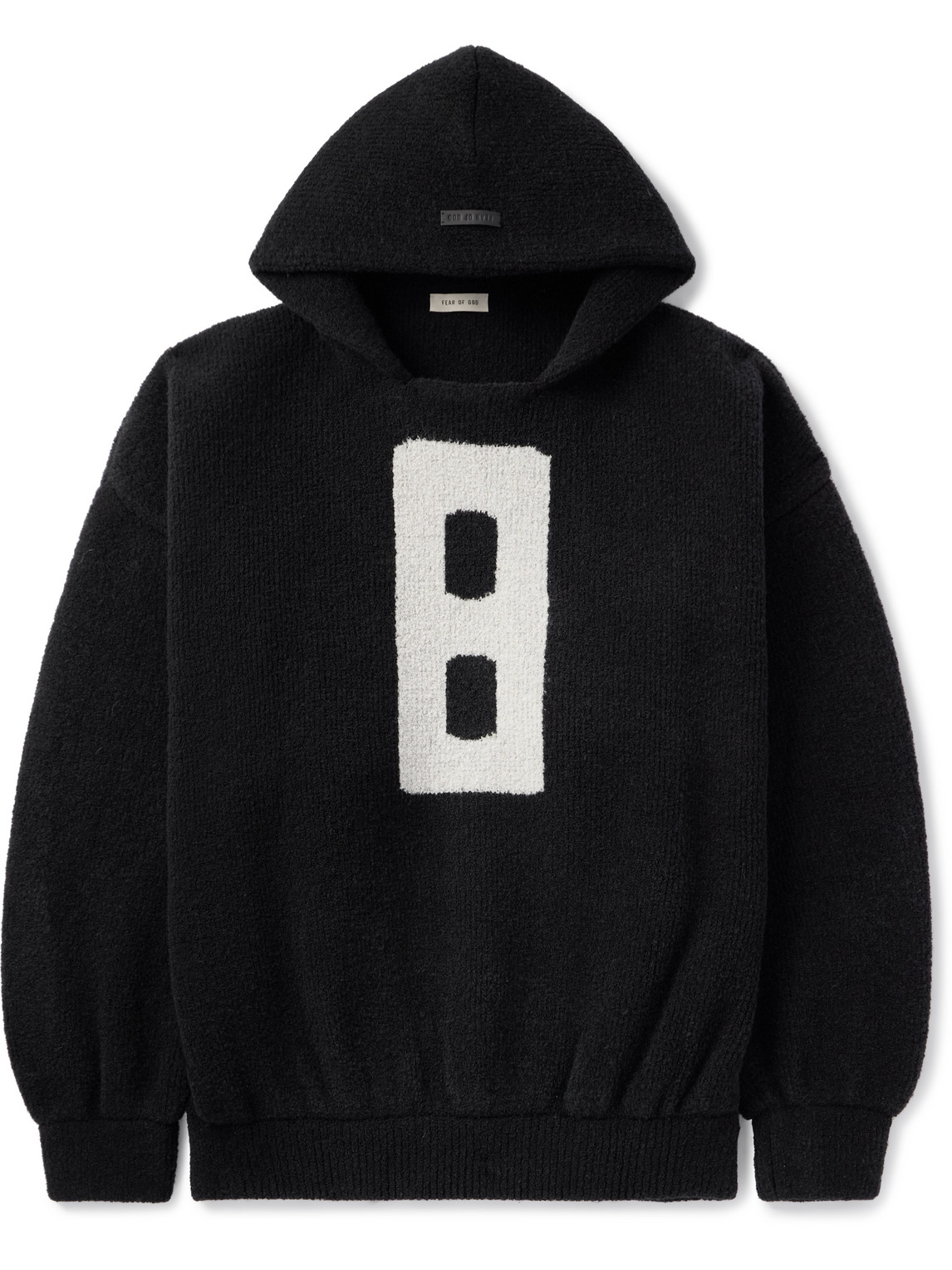 Shop Fear Of God Intarsia-knit Virgin Wool-blend Bouclé Hoodie In Black