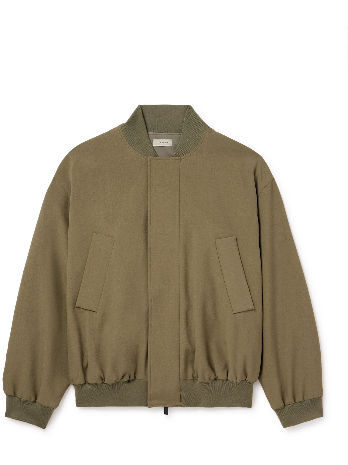 Fear Of God Virgin Wool Bomber Jacket In Brown