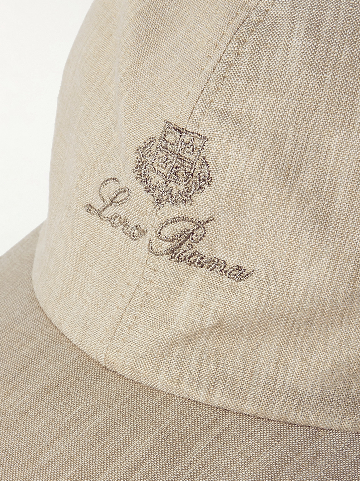 Shop Loro Piana Logo-embroidered Linen Baseball Cap In Neutrals
