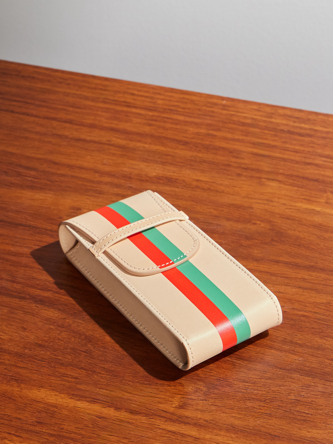 + laCalifornienne Striped Leather Watch Pouch