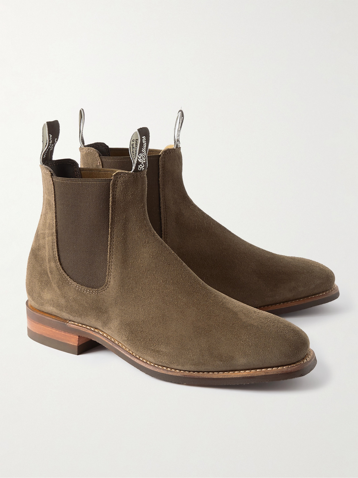 Shop R.m.williams Comfort Craftsman Suede Chelsea Boots In Green