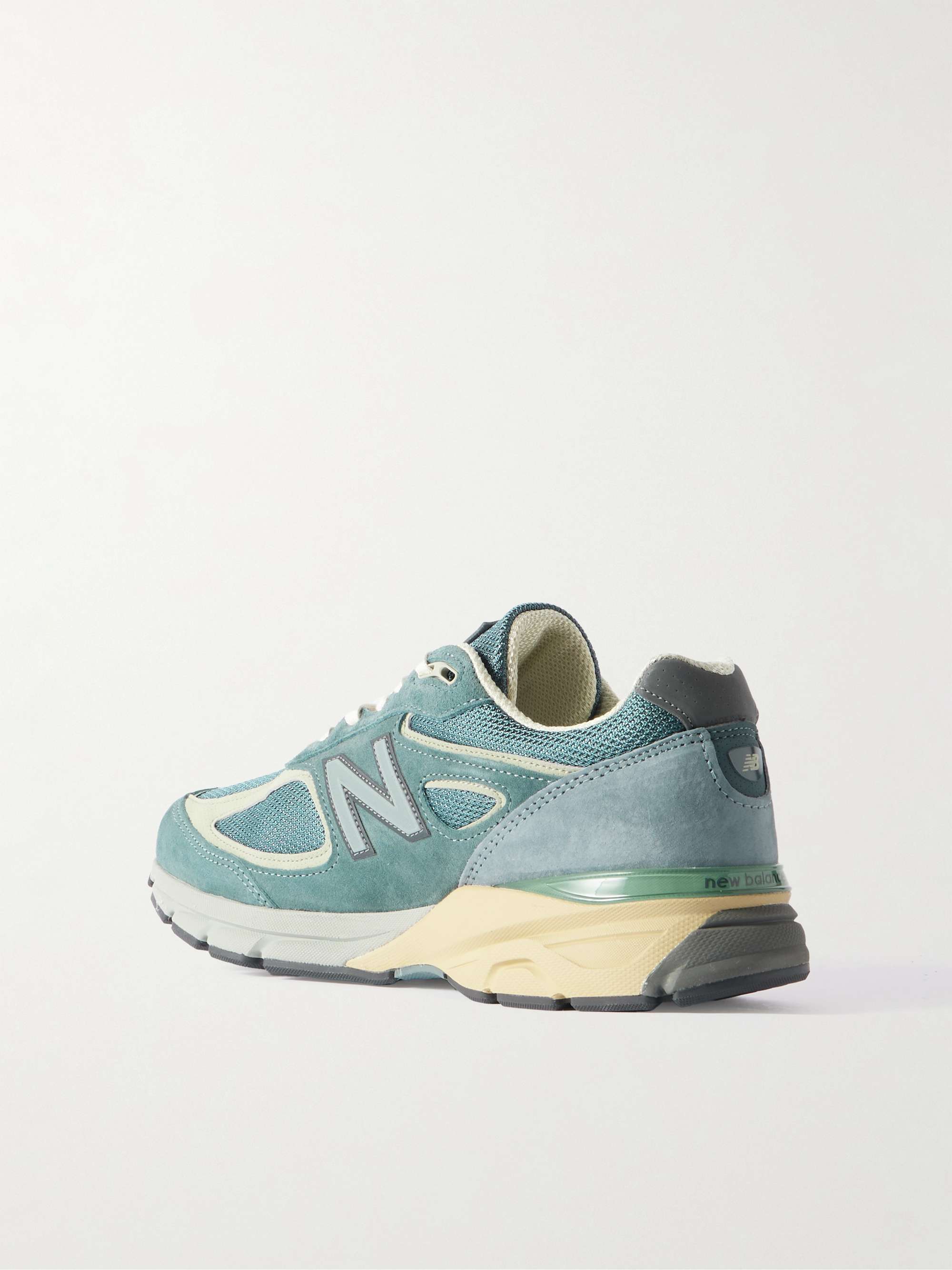 NEW BALANCE + Auralee 990v4 Leather-Trimmed Suede and Mesh