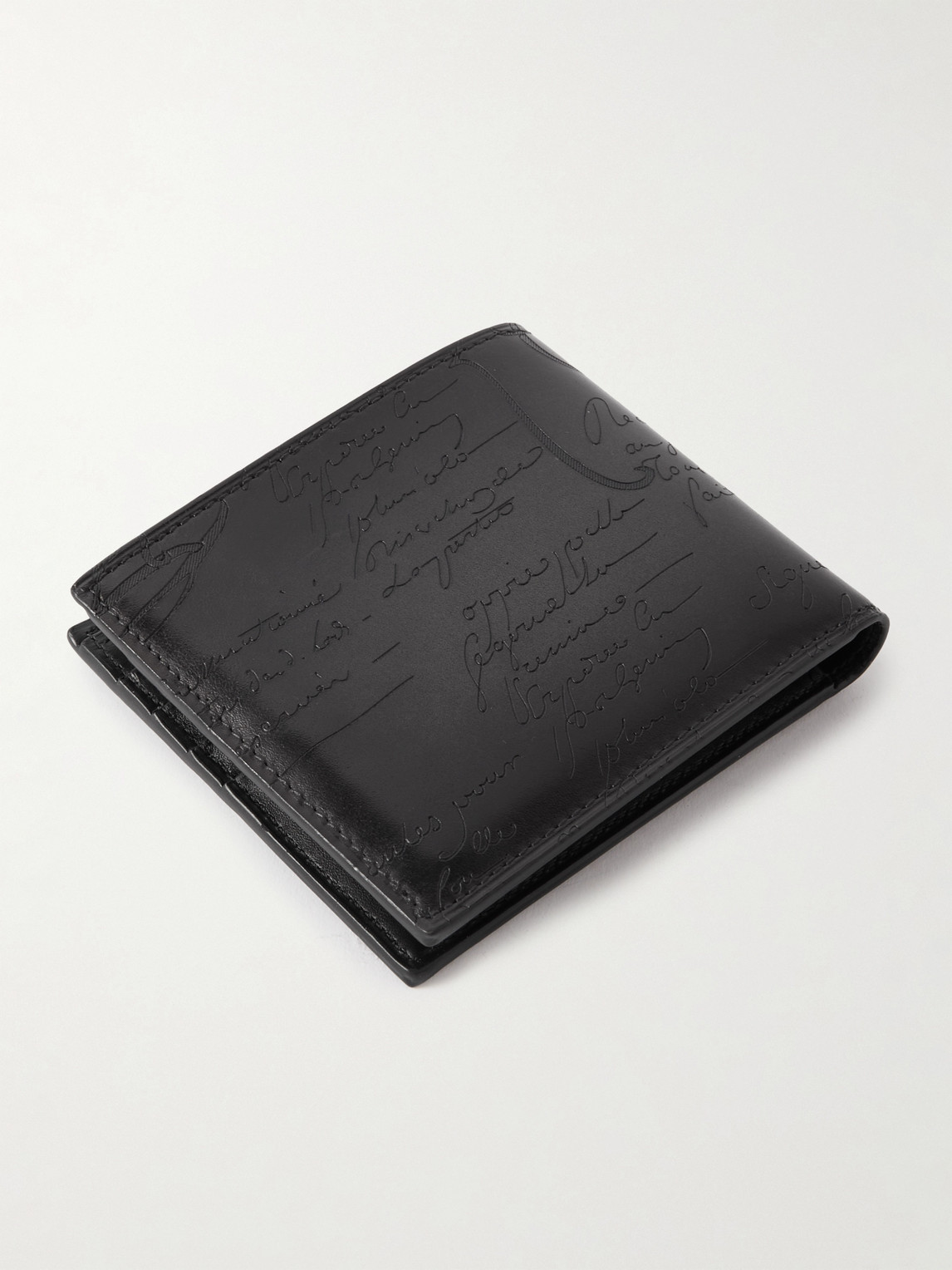 Shop Berluti Makore Scritto Venezia Leather Billfold Wallet In Black