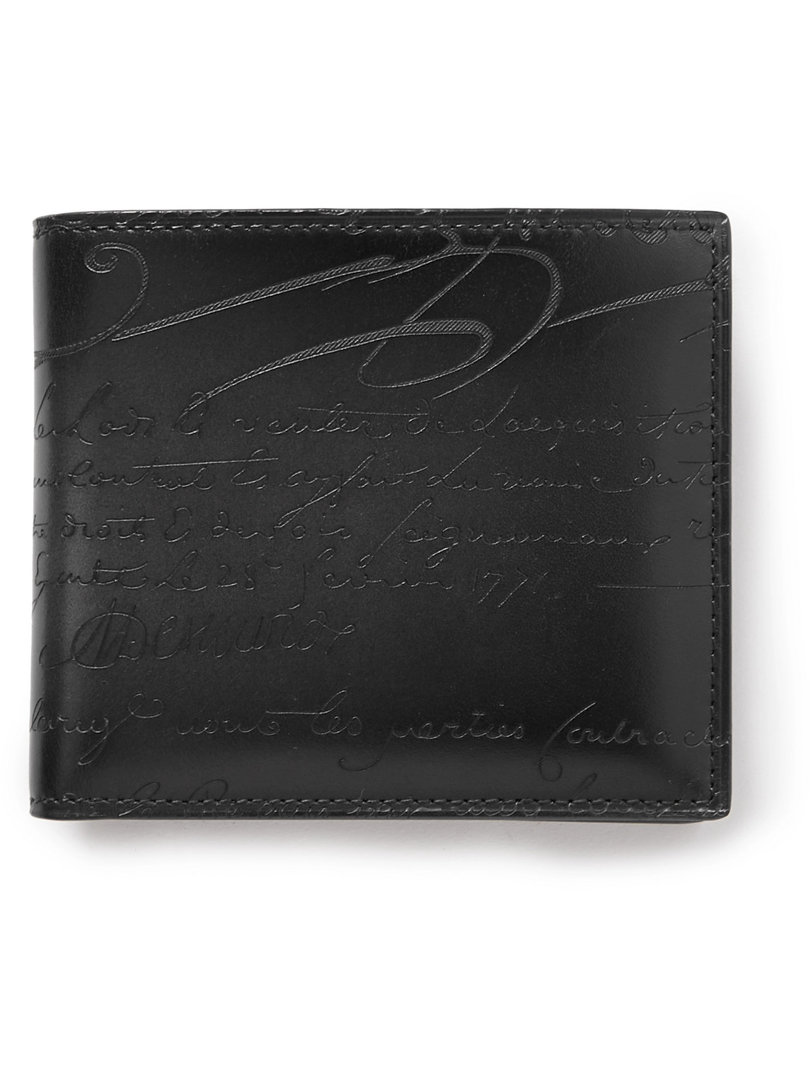 Berluti Makore Scritto Venezia Leather Billfold Wallet In Black