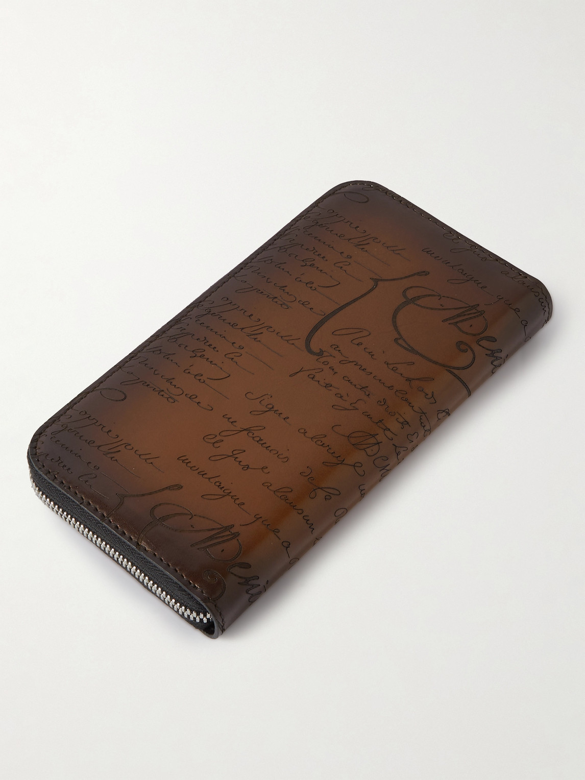 Shop Berluti Itauba Scritto Venezia Leather Travel Wallet In Brown