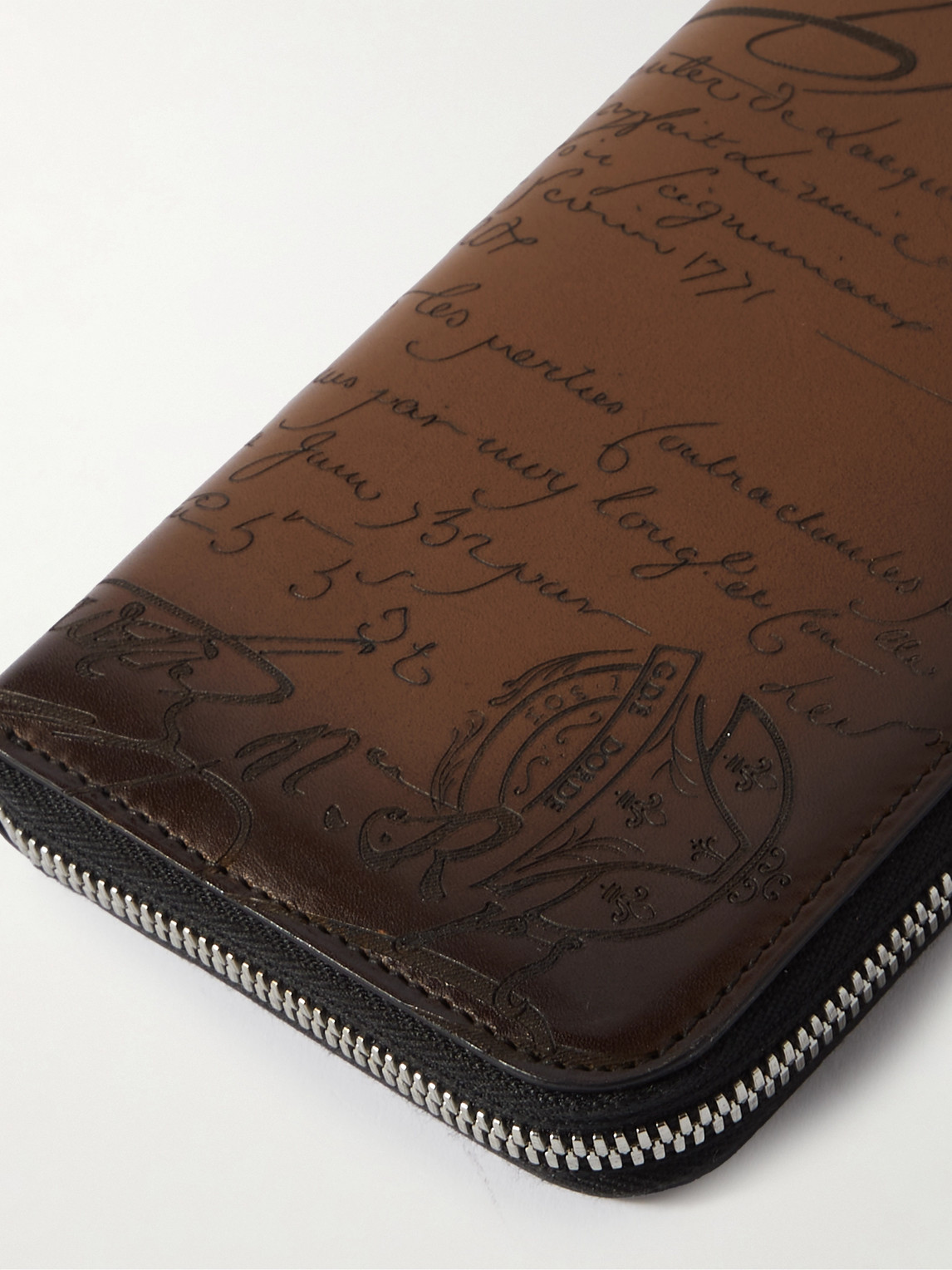 Shop Berluti Itauba Scritto Venezia Leather Travel Wallet In Brown