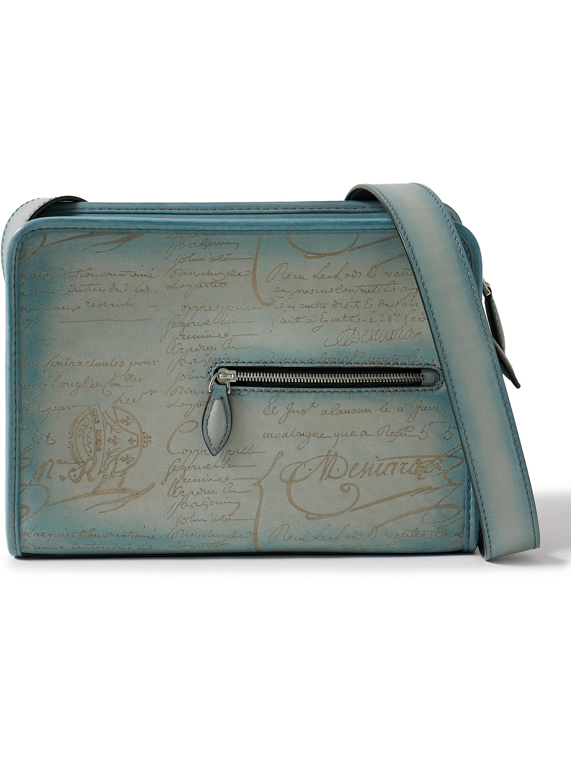 Berluti Un Jour Scritto Venezia Leather Messenger Bag In Blue