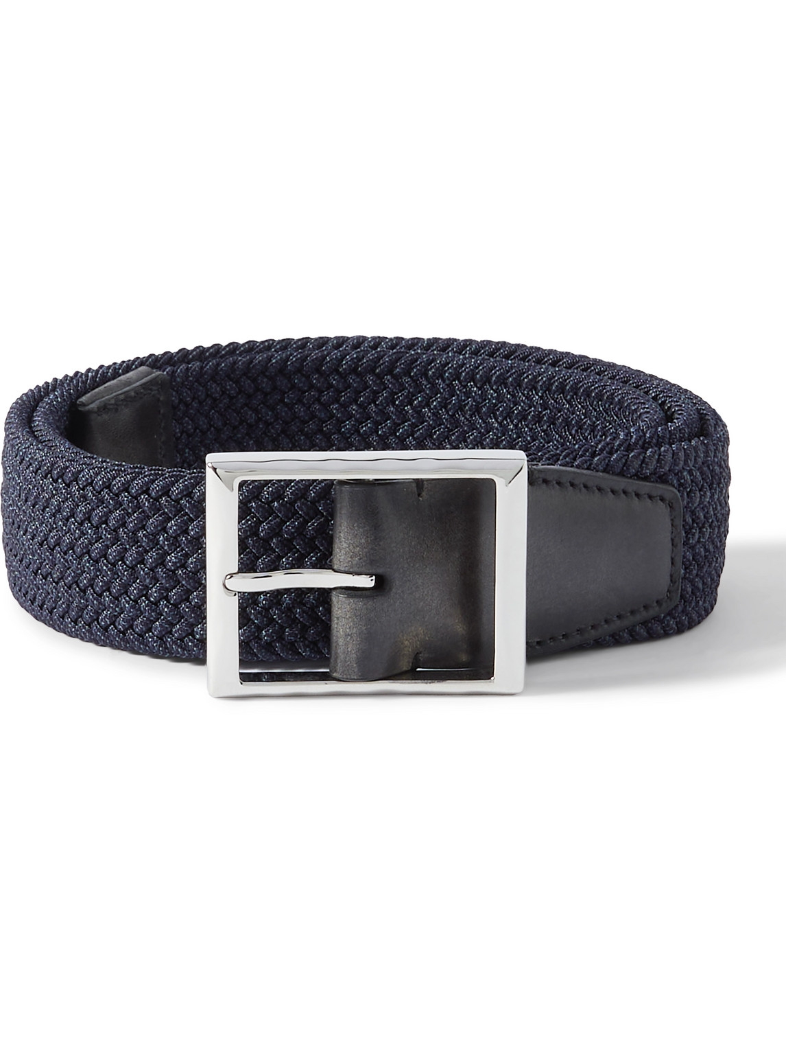 Berluti 3.5cm Venezia Leather-trimmed Woven Cord Belt In Blue