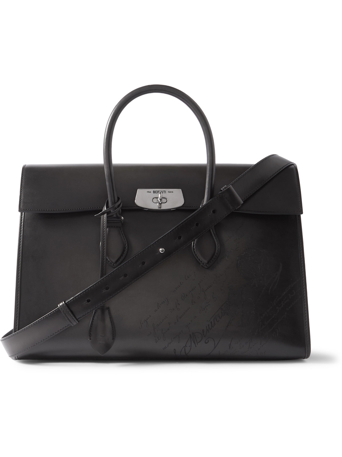 Berluti E'mio Scritto Venezia Leather Briefcase In Black