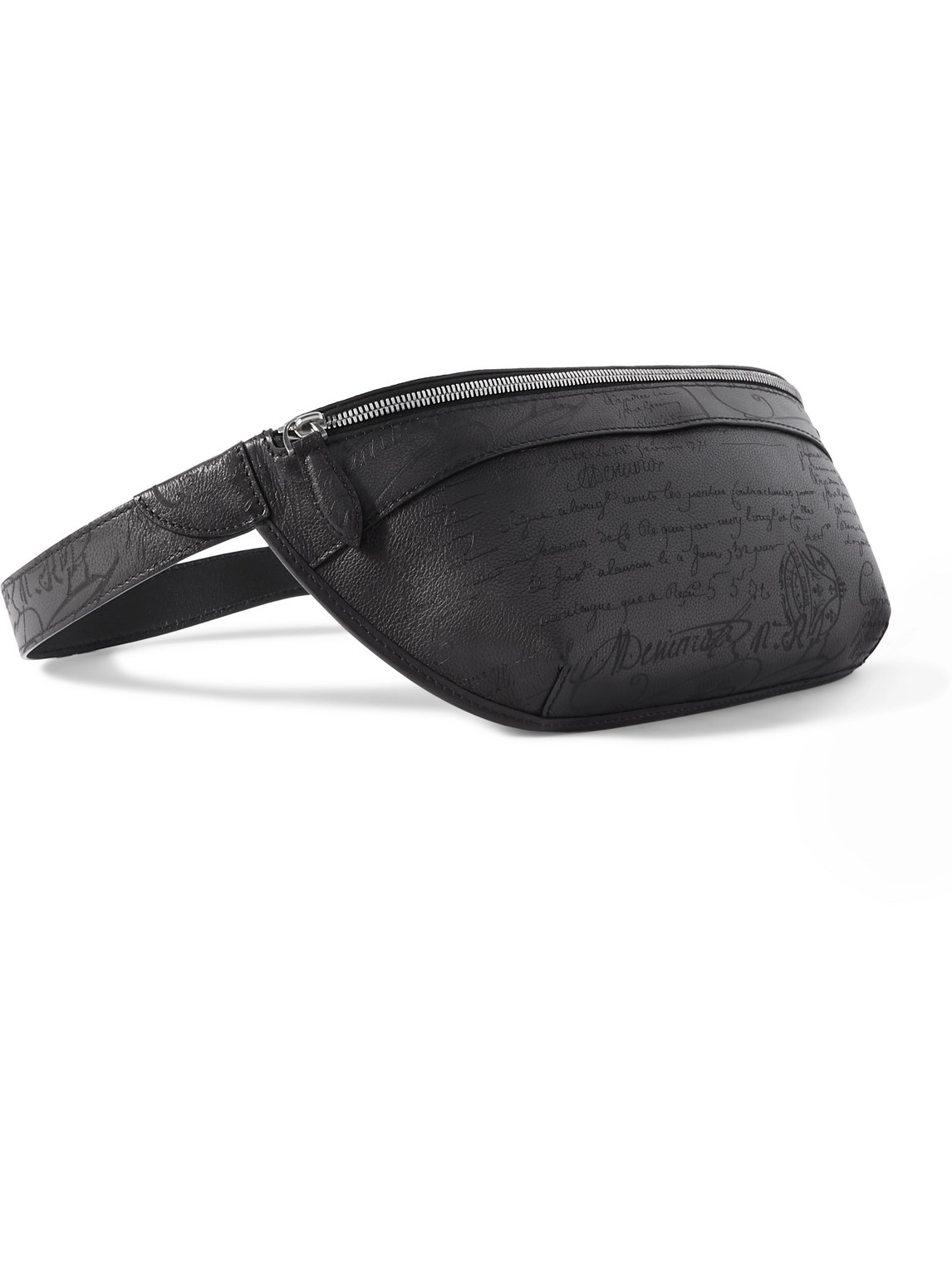Berluti Rider Scritto Venezia Softy Full-grain Leather Belt Bag In Black
