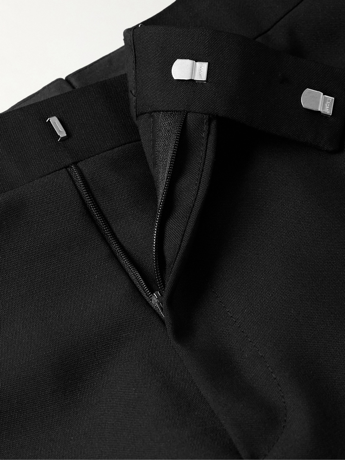 Shop Kingsman Argylle Slim-fit Tapered Wool And Mohair-blend Tuxedo Trousers In Black