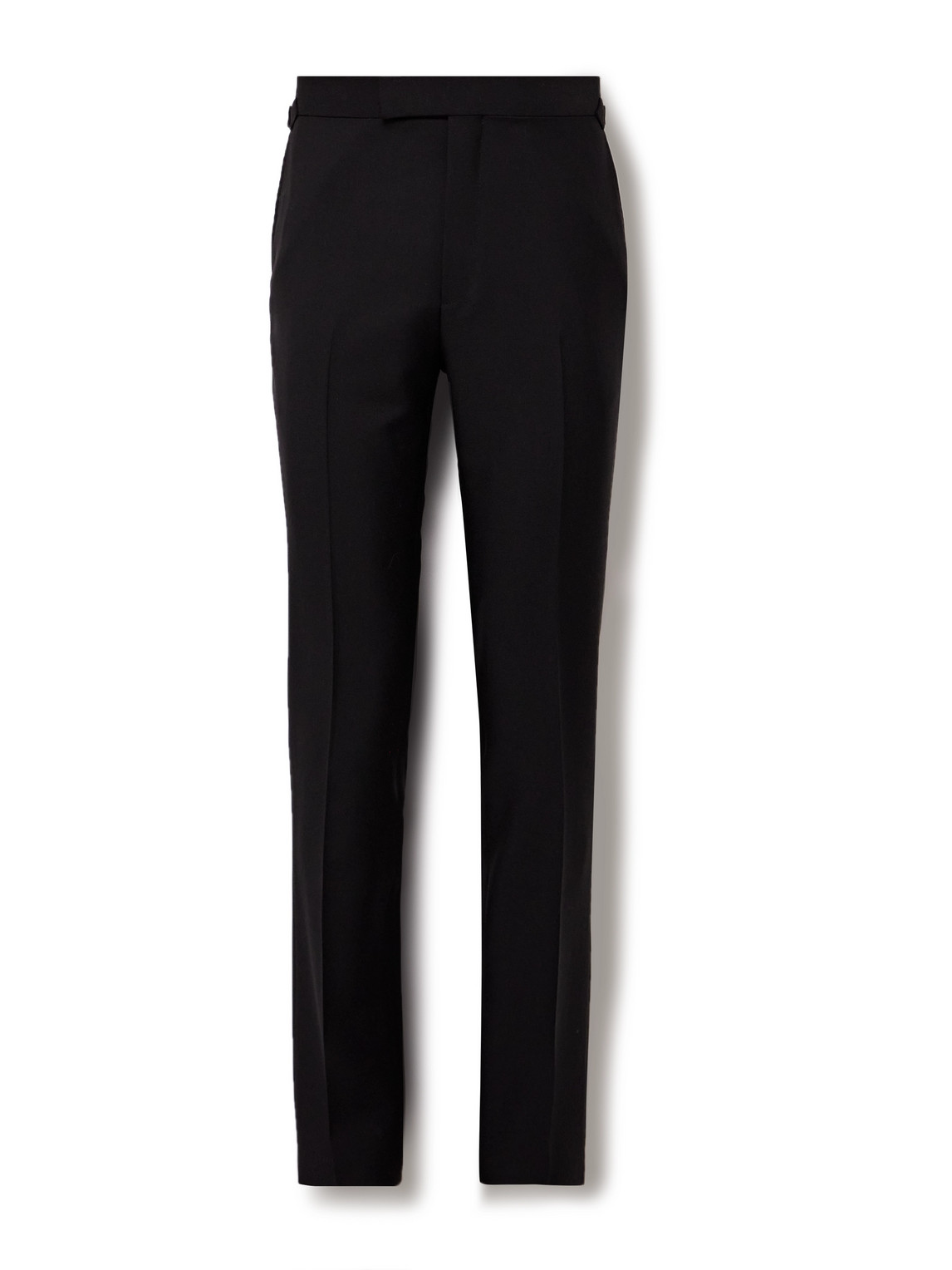 Kingsman Argylle Slim-fit Tapered Wool And Mohair-blend Tuxedo Trousers In Black