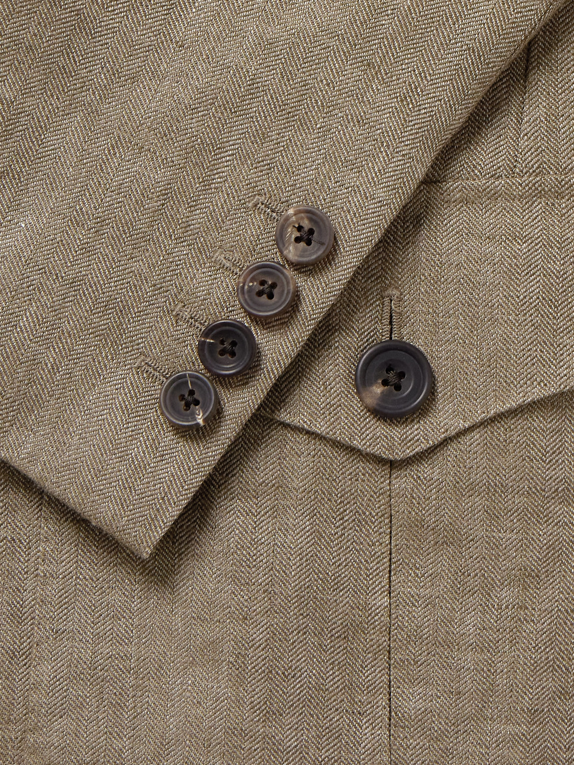Shop Kingsman Argylle Nehru-collar Herringbone Linen Jacket In Neutrals