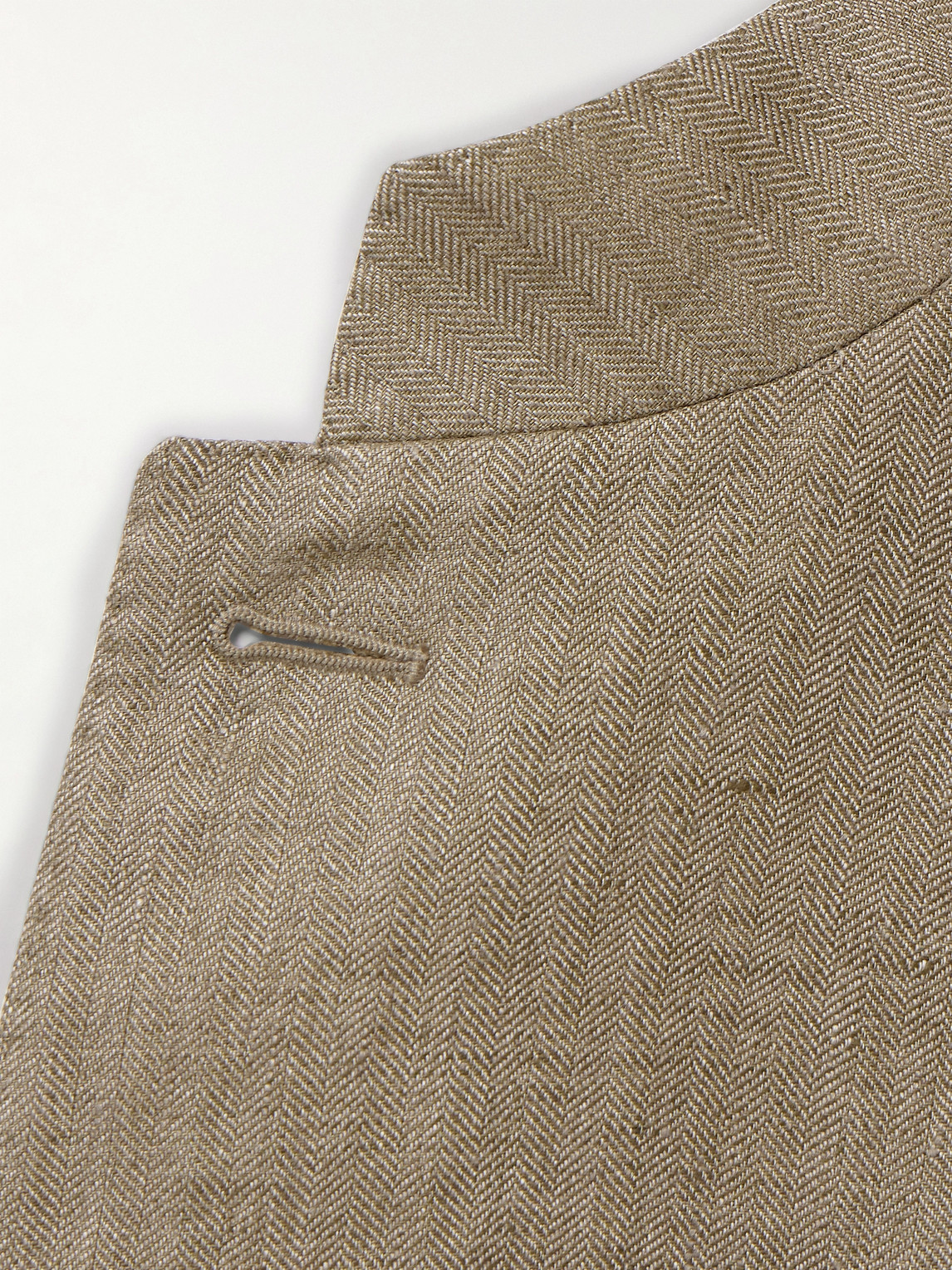 Shop Kingsman Argylle Nehru-collar Herringbone Linen Jacket In Neutrals