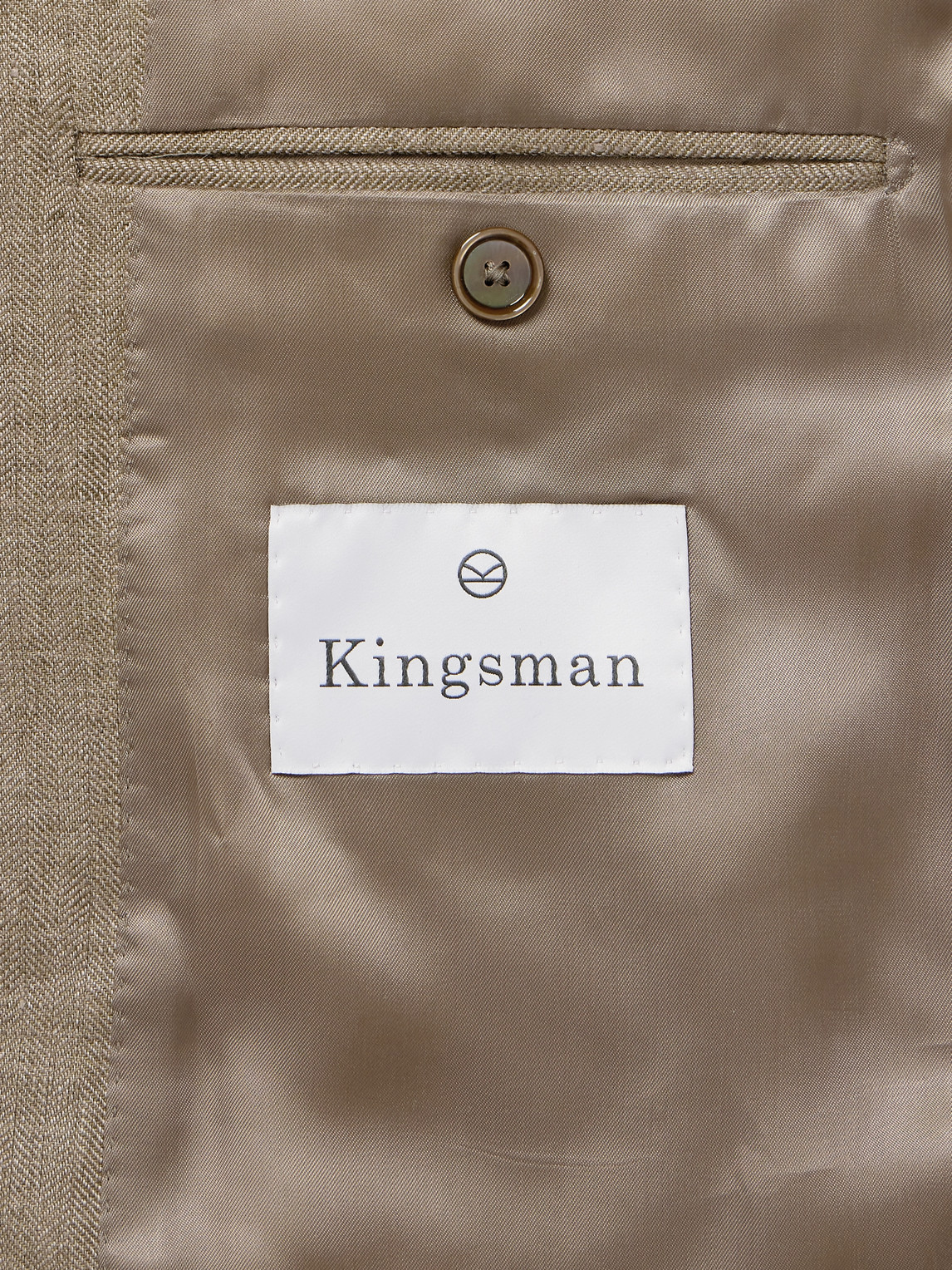 Shop Kingsman Argylle Nehru-collar Herringbone Linen Jacket In Neutrals