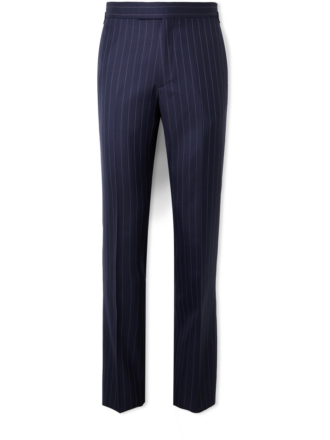 Kingsman Argylle Straight-leg Pinstriped Wool And Cashmere-blend Suit Trousers In Blue