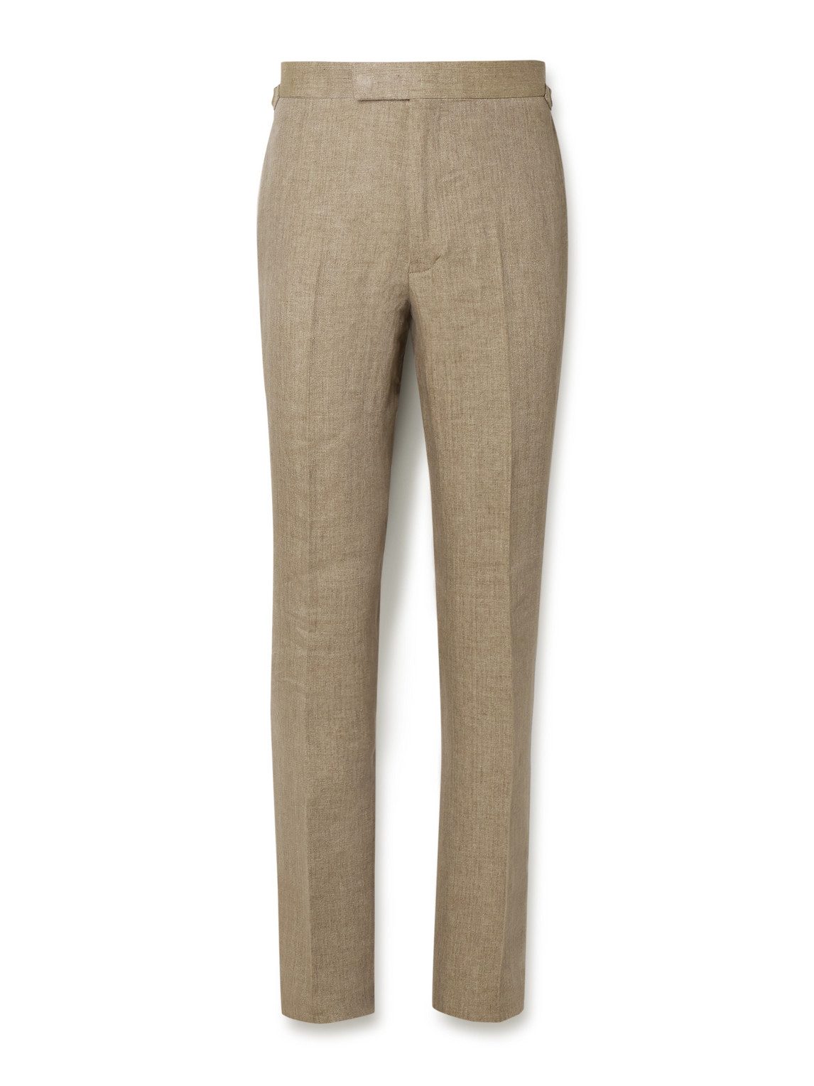 Kingsman Argylle Slim-fit Straight-leg Herringbone Linen Trousers In Neutrals