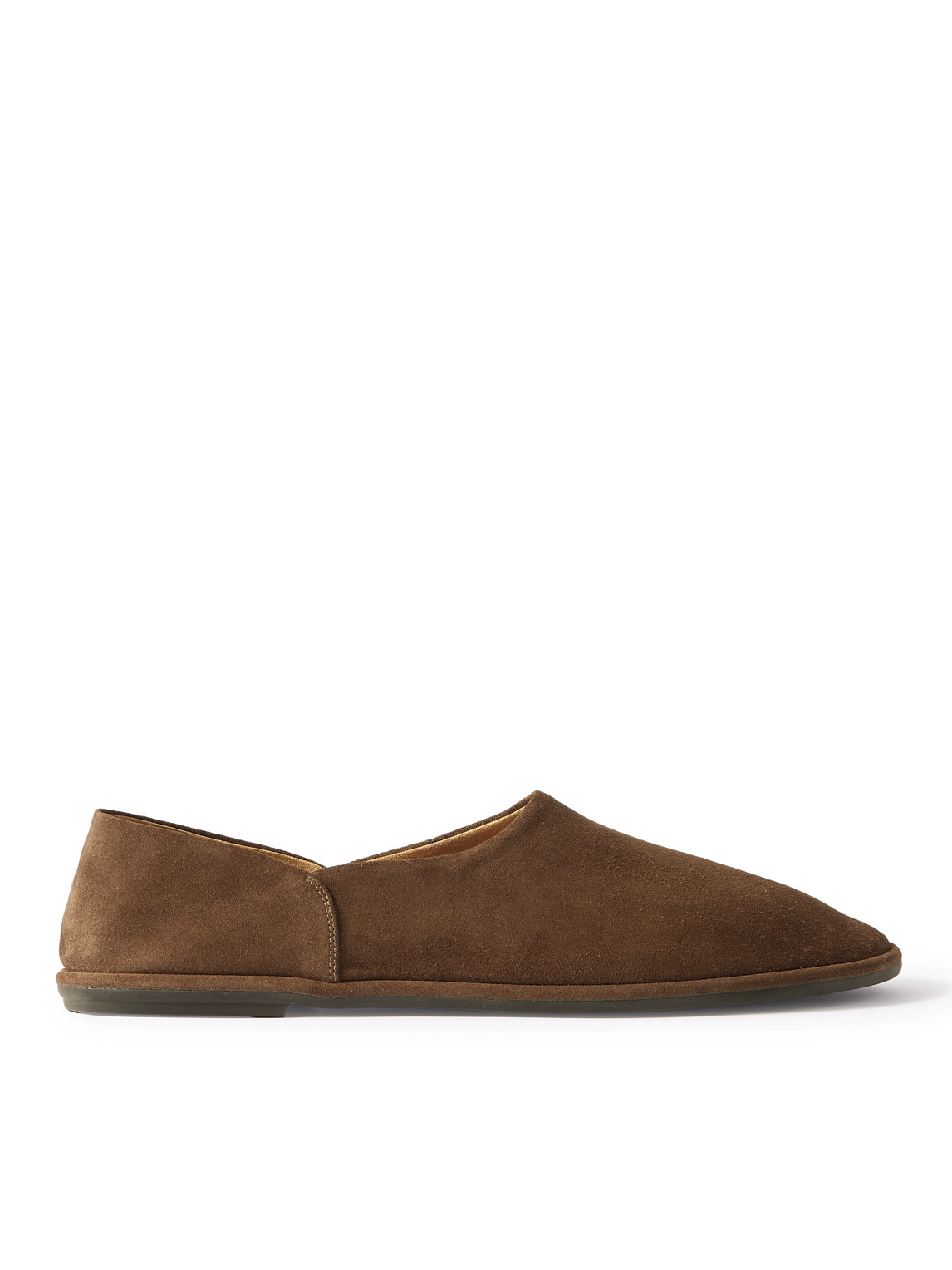 The Row Collapsible-heel Suede Loafers In Brown