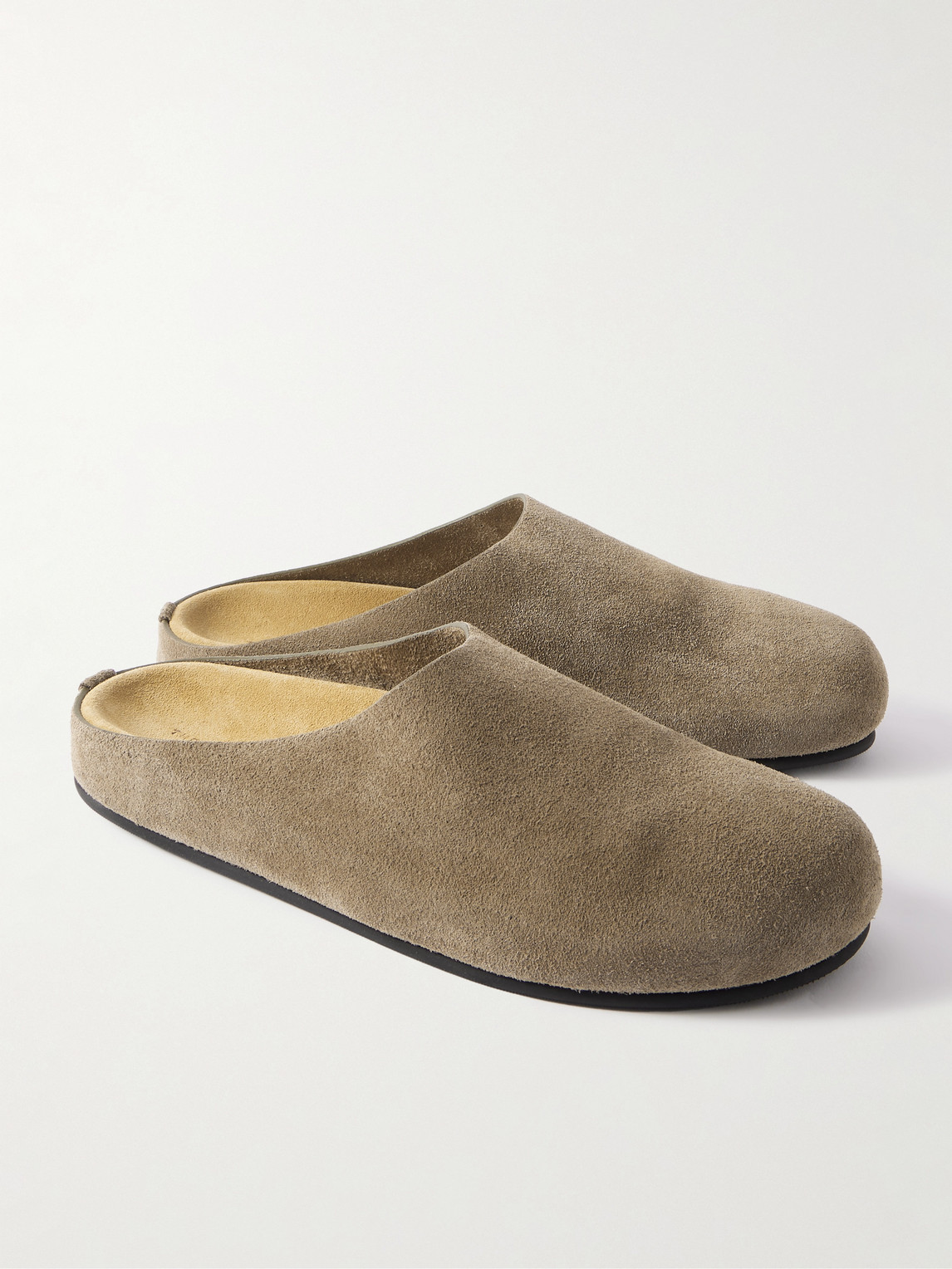 The Row Hugo Leather Slides In Neutrals