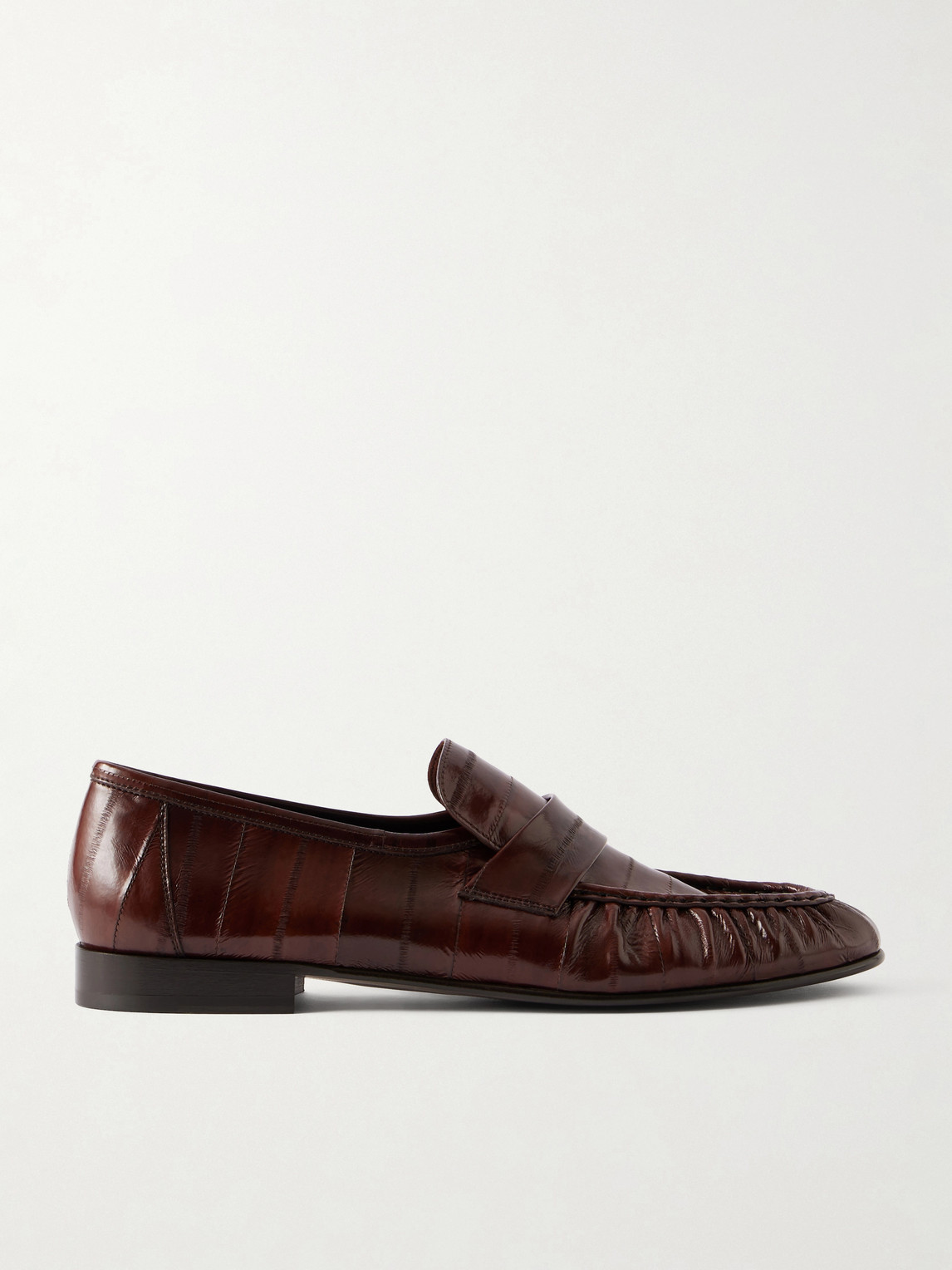 Soft Gathered Textured Leather Loafers