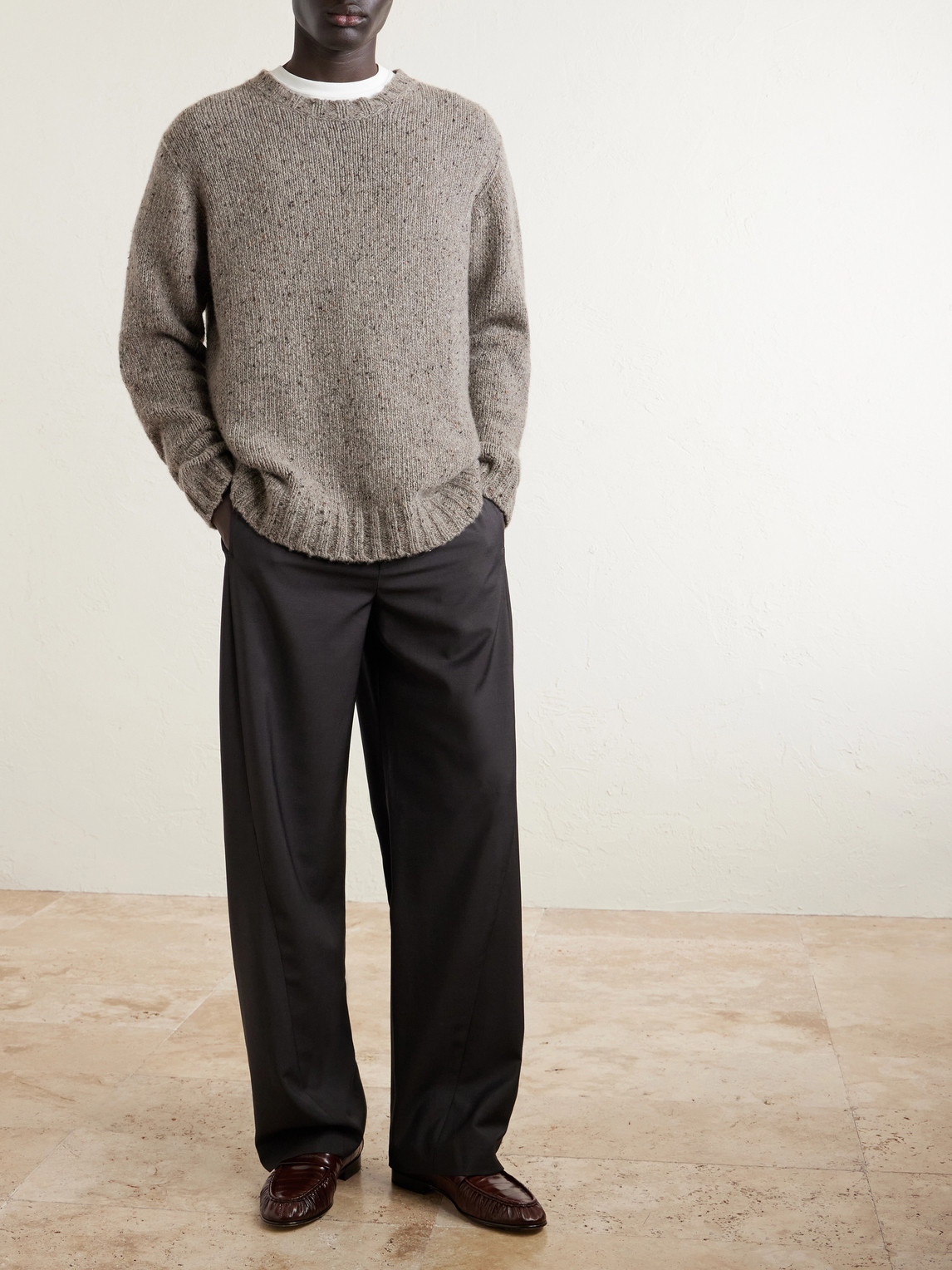 Soft Gathered Textured Leather Loafers — 2