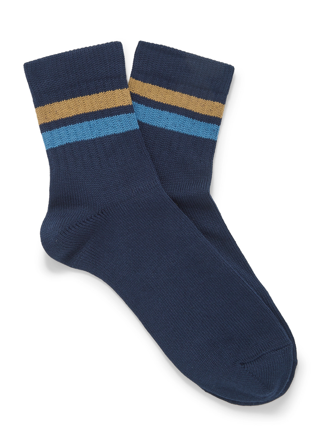 Striped Ribbed Cotton-Blend Socks