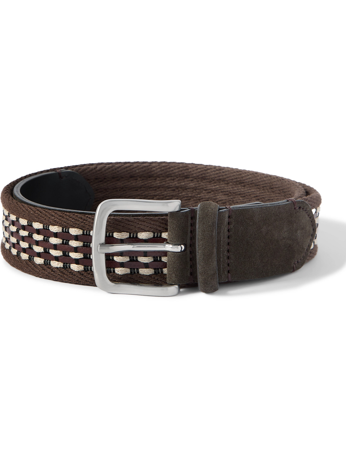 3.5cm Suede-Trimmed Cotton Belt