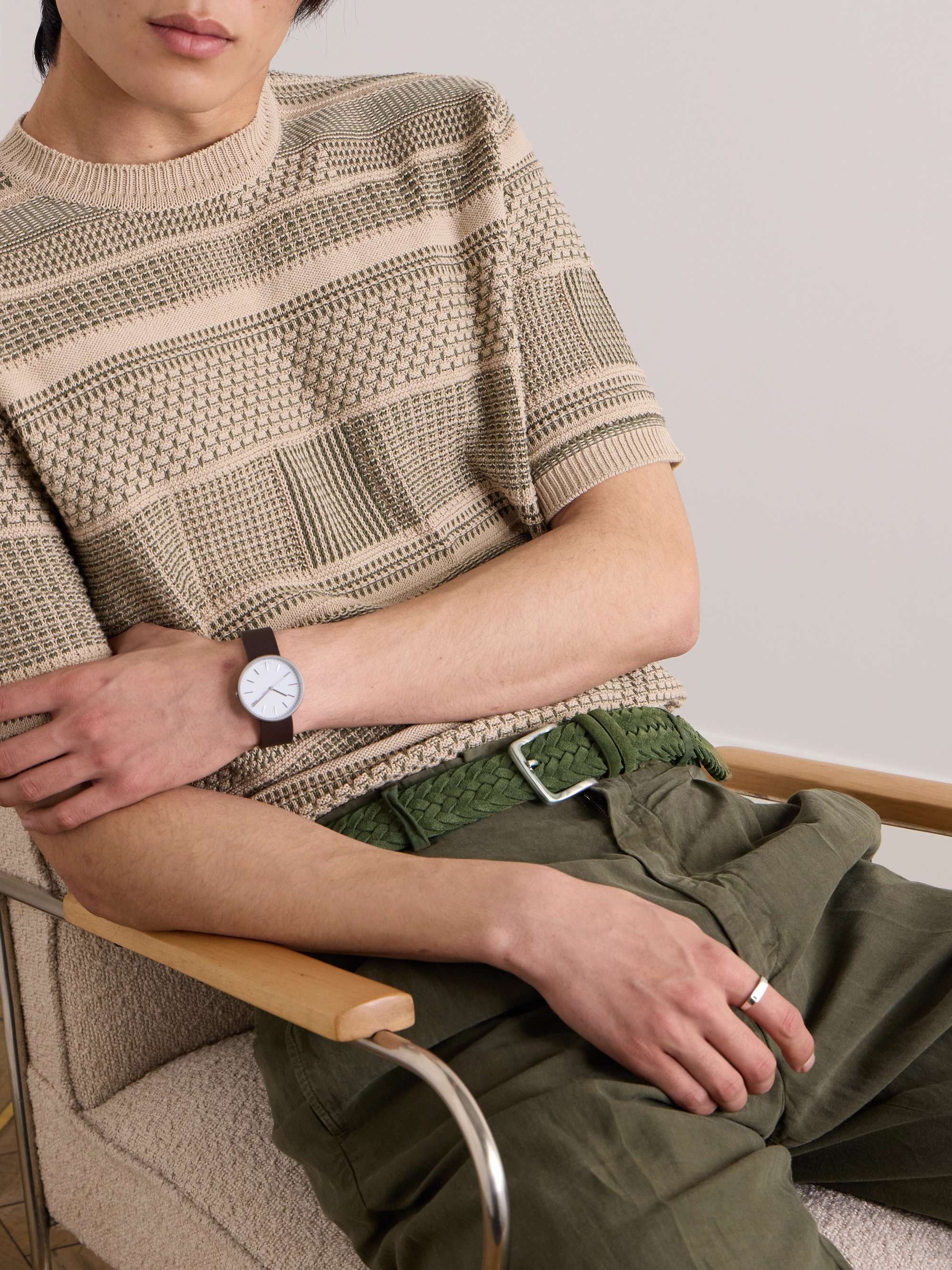 MR P. 3.5cm Woven Suede Belt