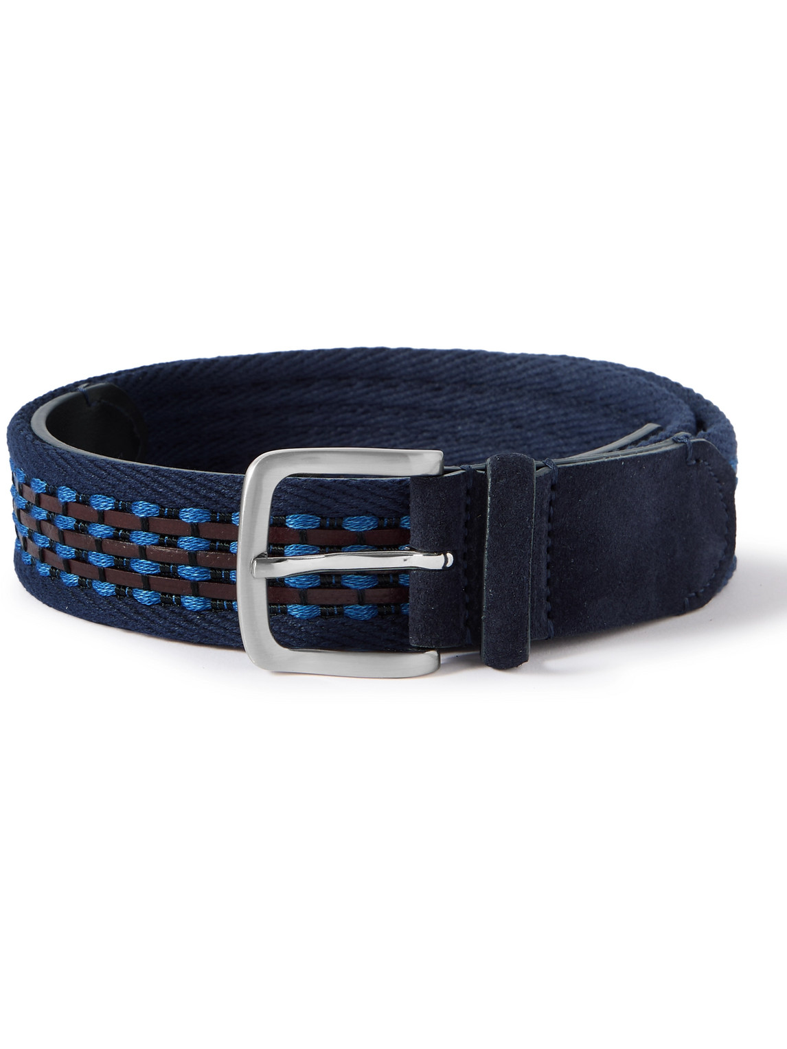 3.5cm Suede-Trimmed Cotton Belt