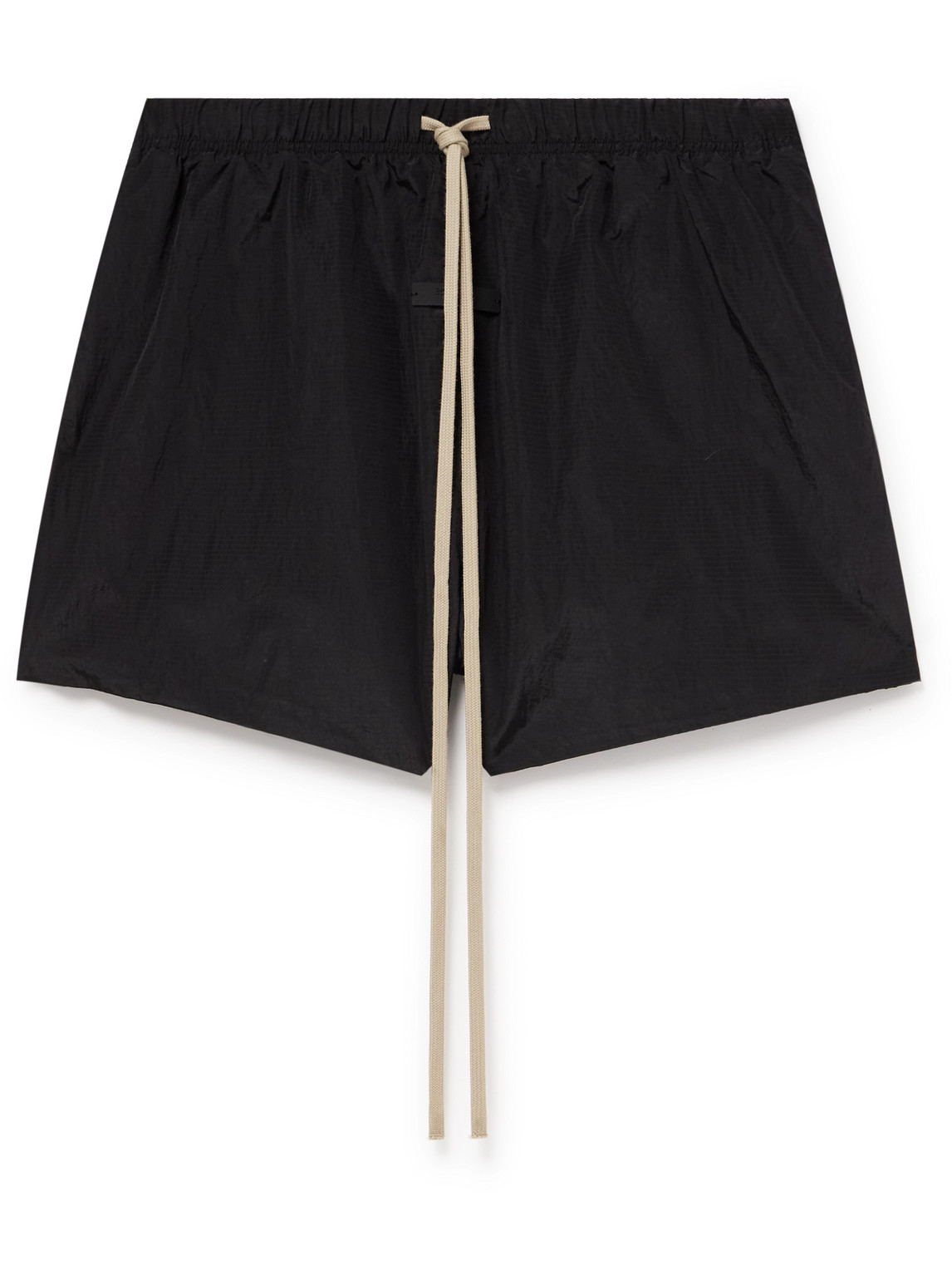 Essentials Wide-leg Logo-appliquéd Crinkled Nylon-ripstop Drawstring Shorts In Black